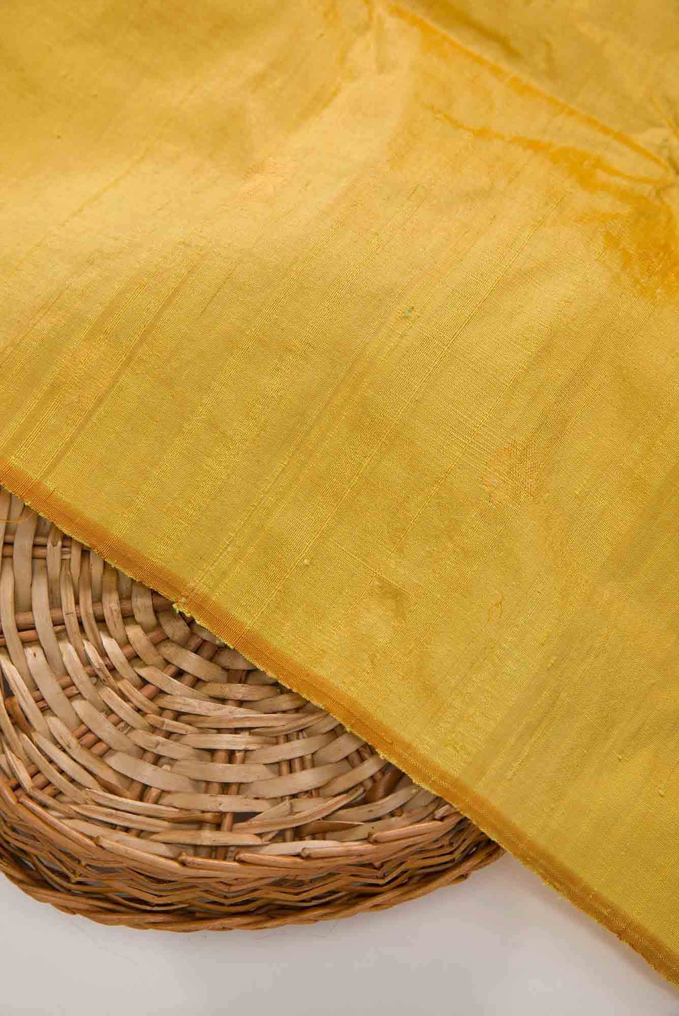 Yellow Raw Silk Dress Material