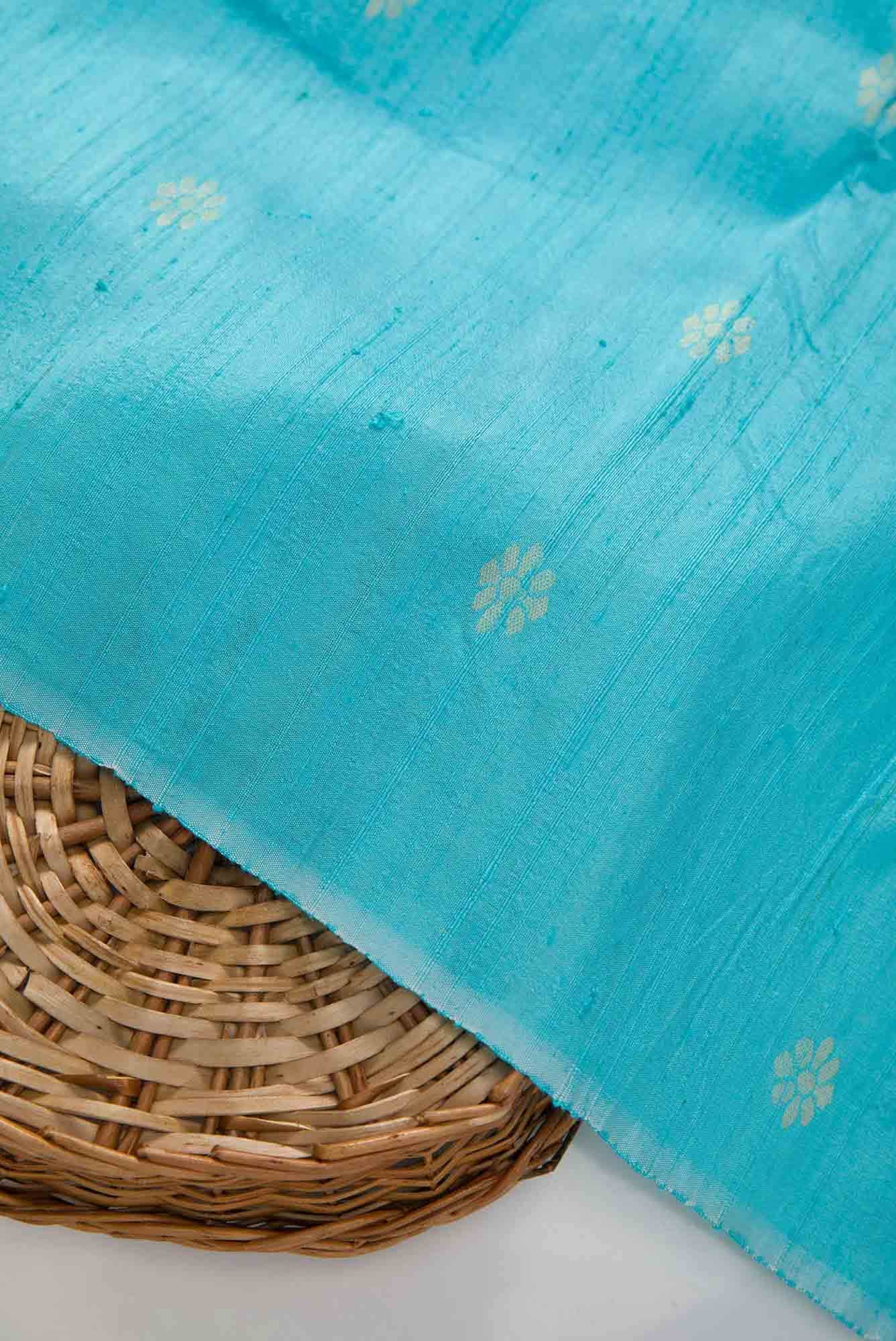 Blue Raw Silk Dress Material
