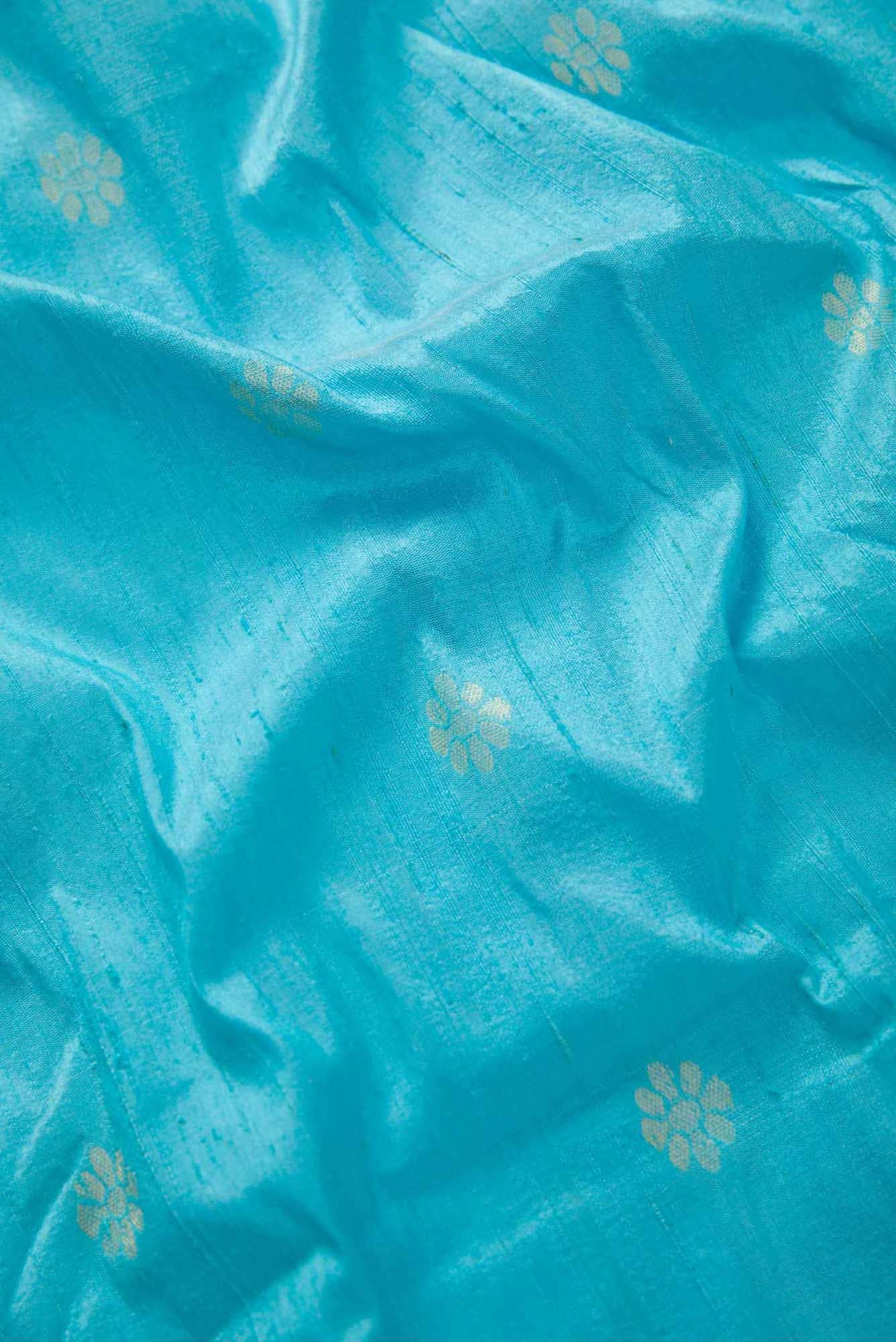 Blue Raw Silk Dress Material