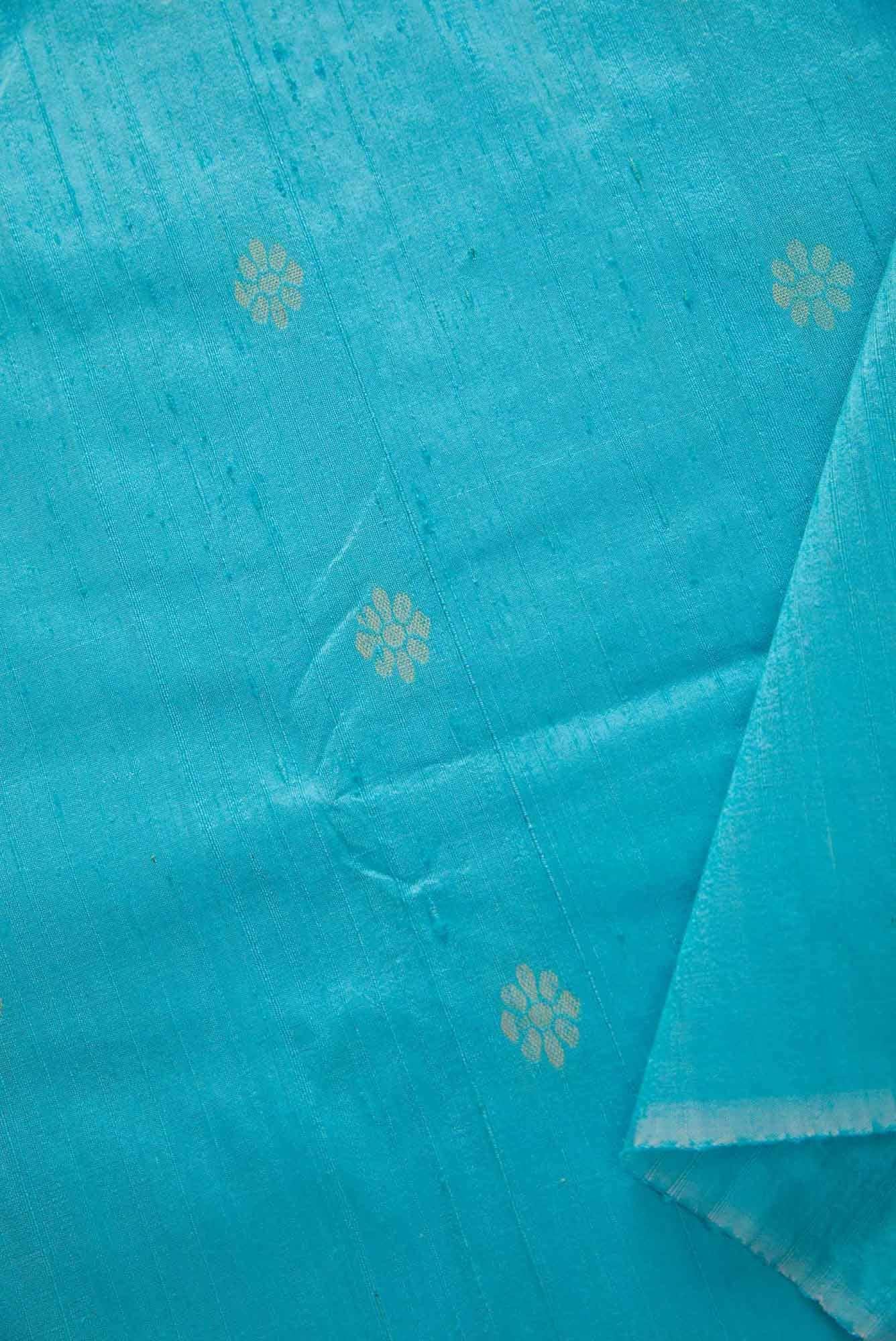 Blue Raw Silk Dress Material
