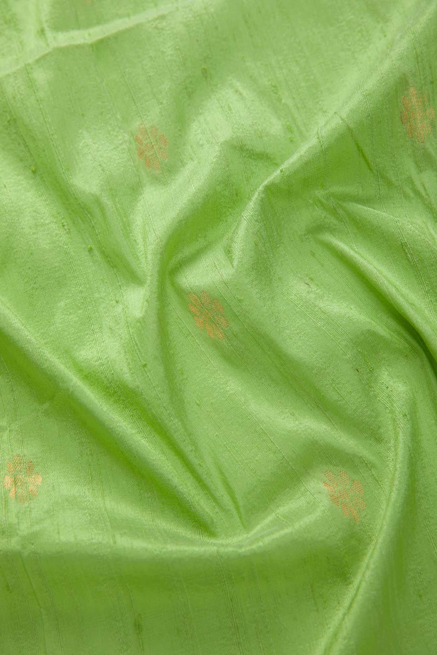 Pista Green Raw Silk Dress Material