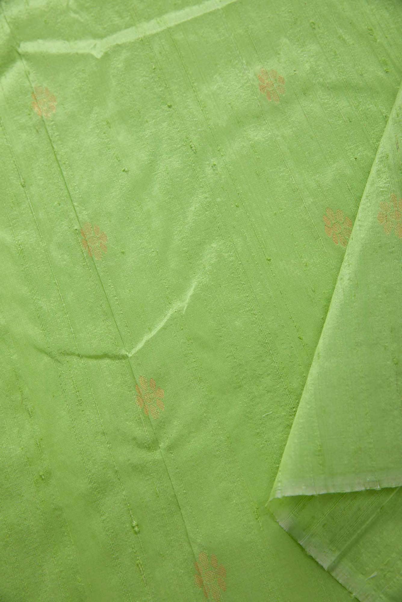 Pista Green Raw Silk Dress Material