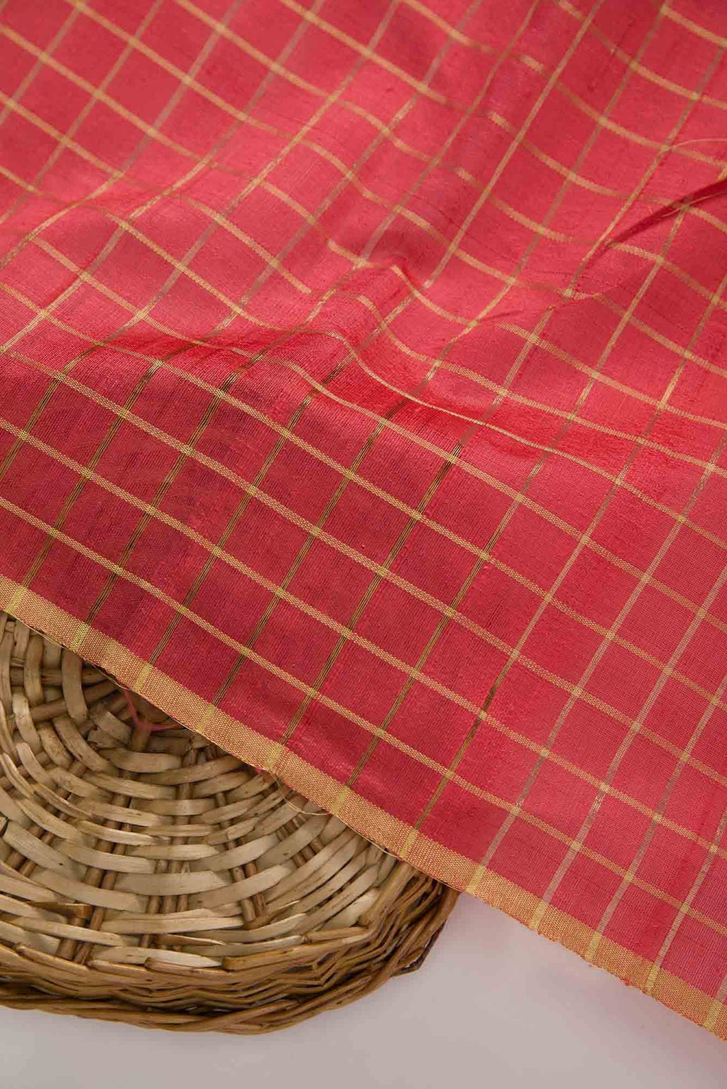 Peach Raw Silk Dress Material