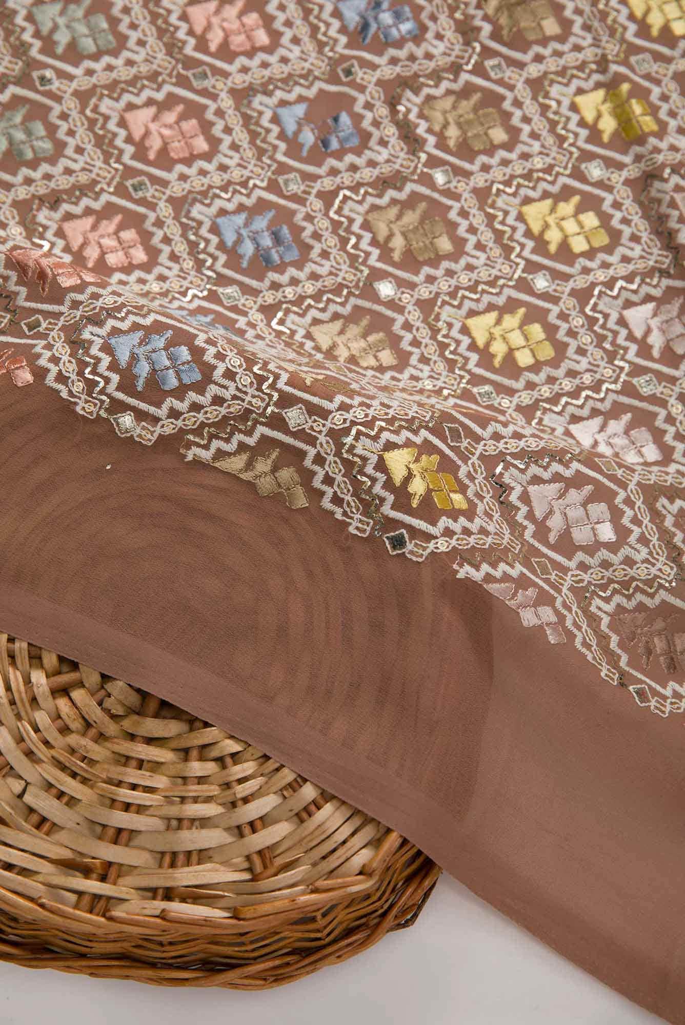 Brown Georgette Dress Material
