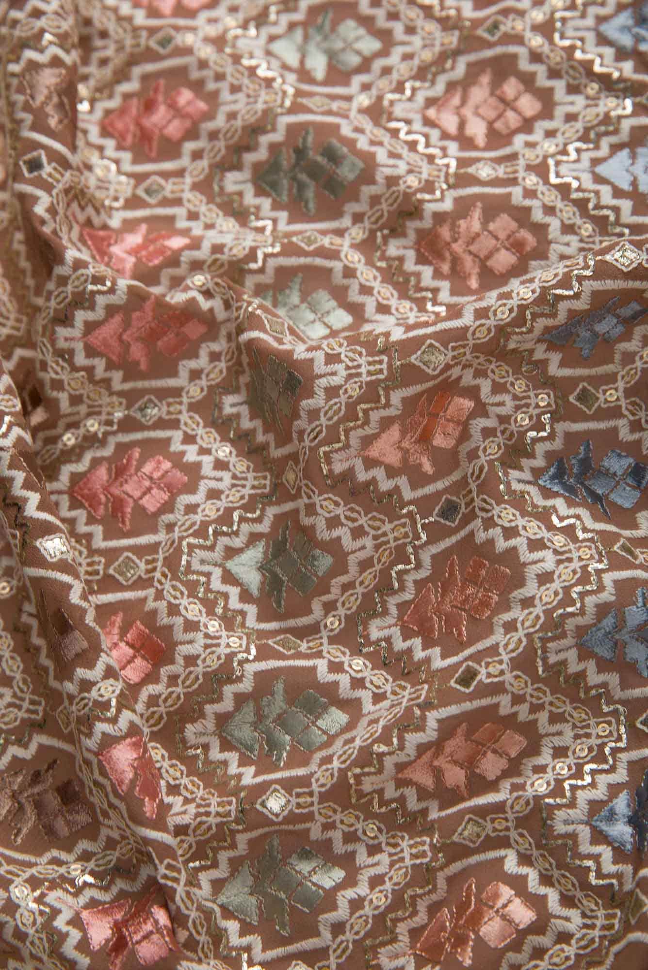 Brown Georgette Dress Material