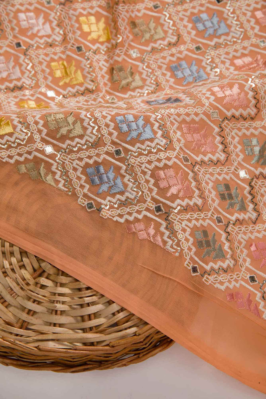 Peach Georgette Dress Material
