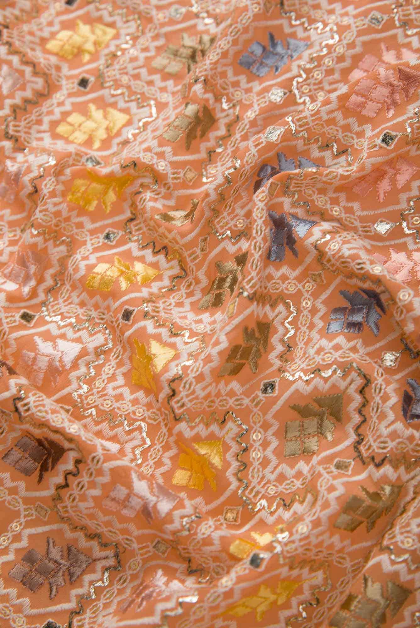Peach Georgette Dress Material