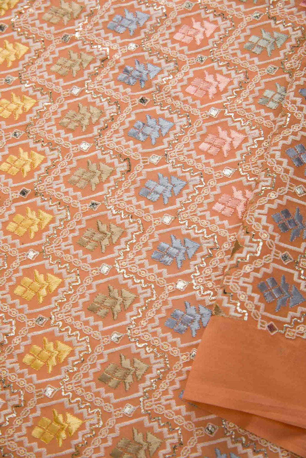 Peach Georgette Dress Material
