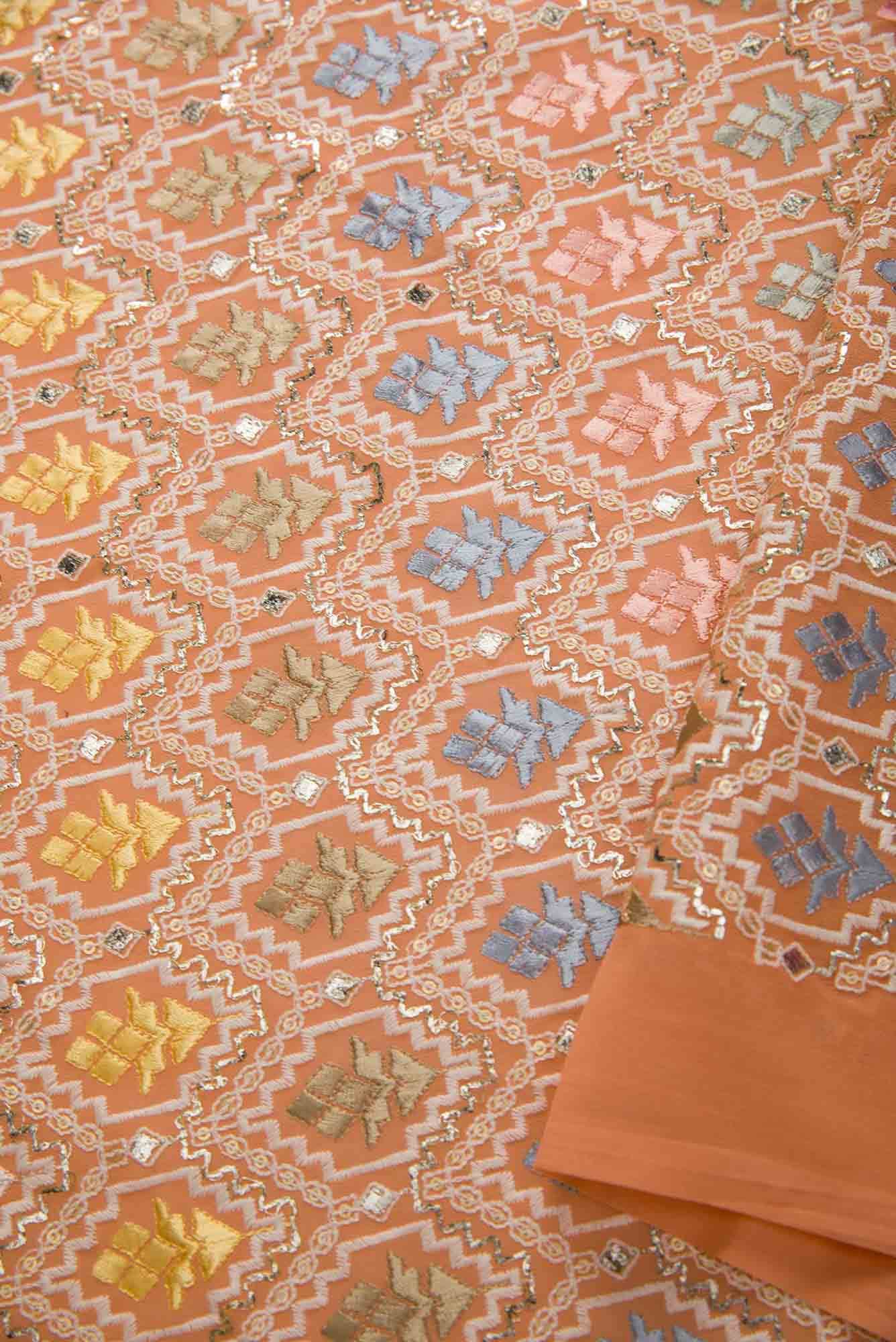 Peach Georgette Dress Material