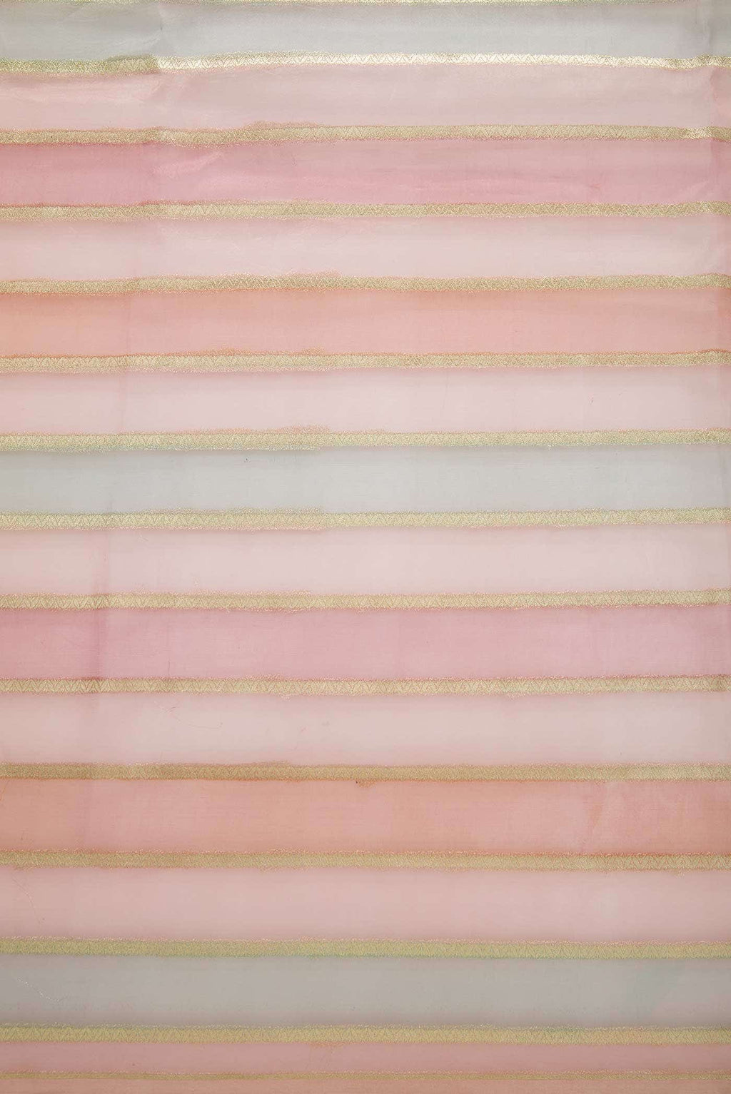 Brown Pink and Blue Organza Silk Dress Material