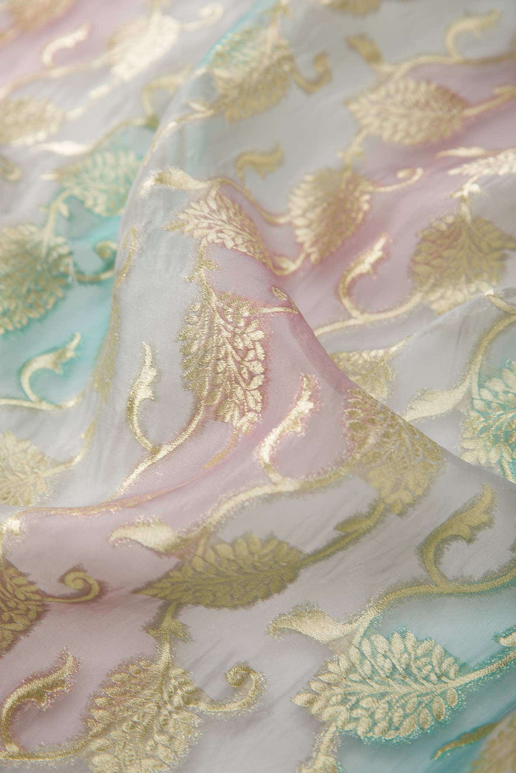 Blue and Lavender Organza Silk Dress Material