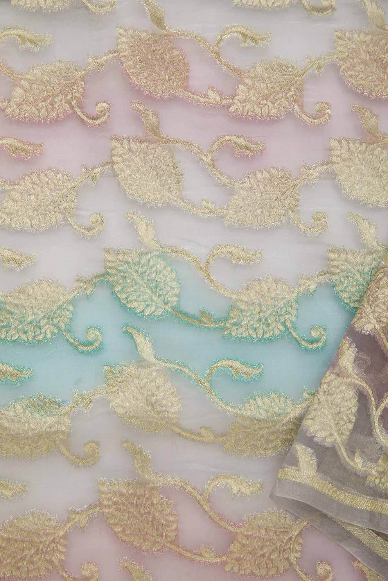 Blue and Lavender Organza Silk Dress Material
