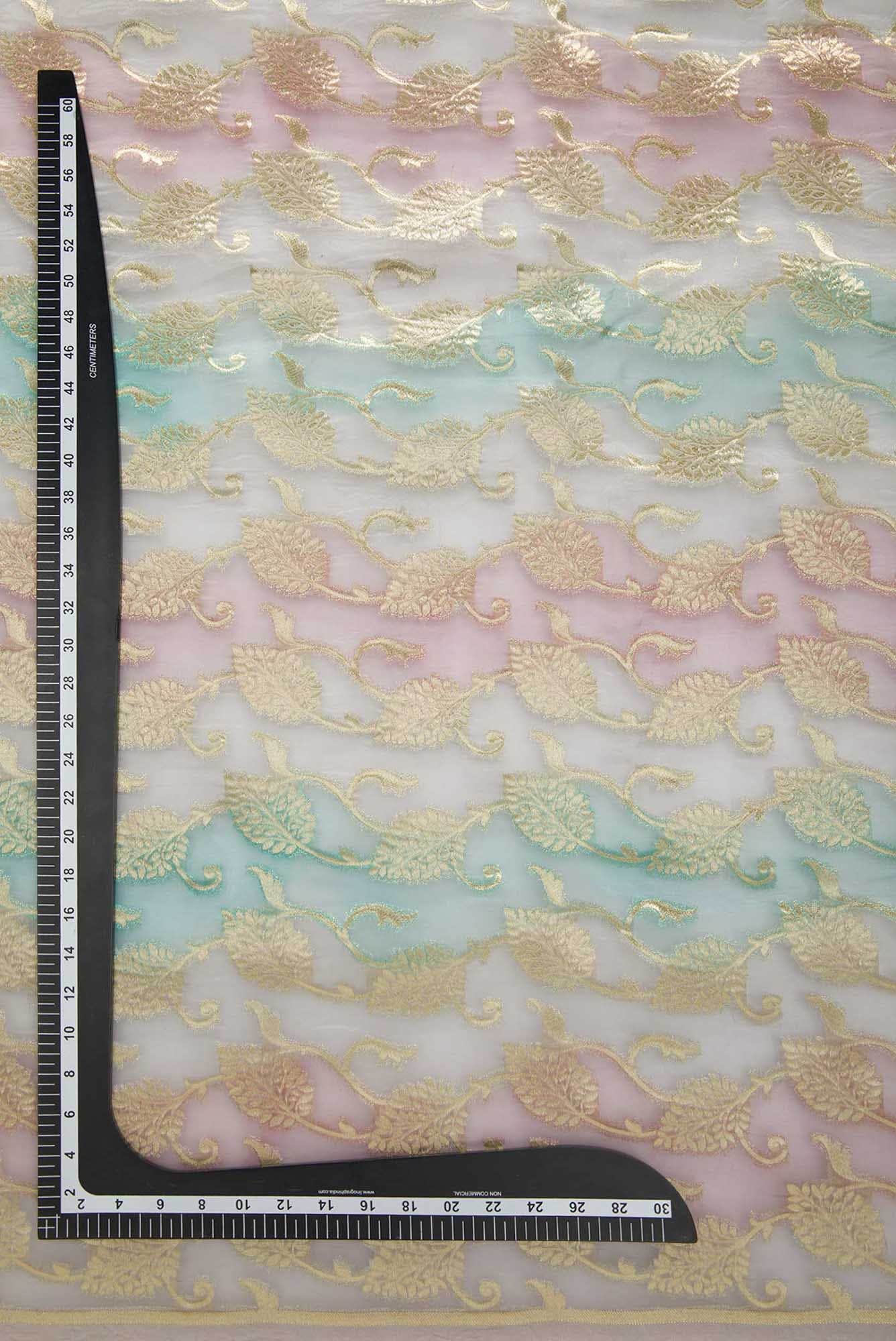 Blue and Lavender Organza Silk Dress Material