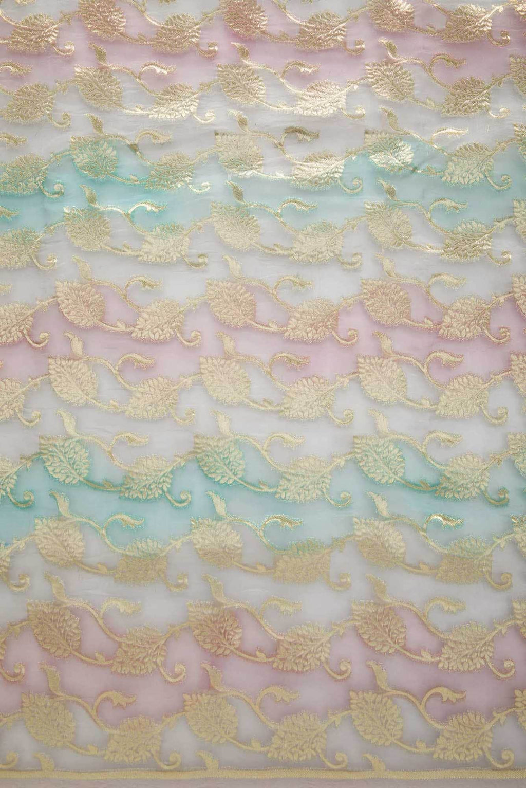 Blue and Lavender Organza Silk Dress Material