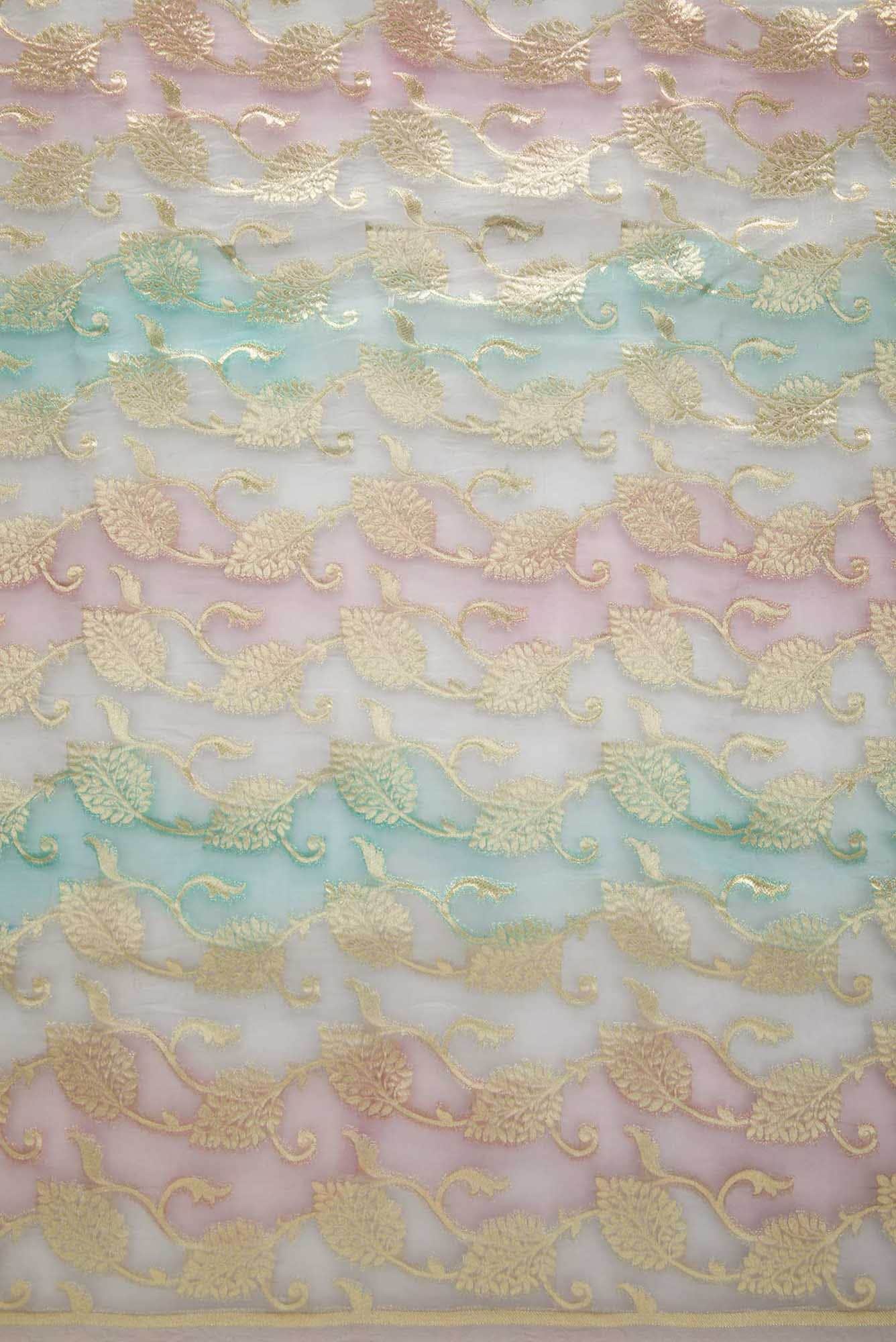 Blue and Lavender Organza Silk Dress Material