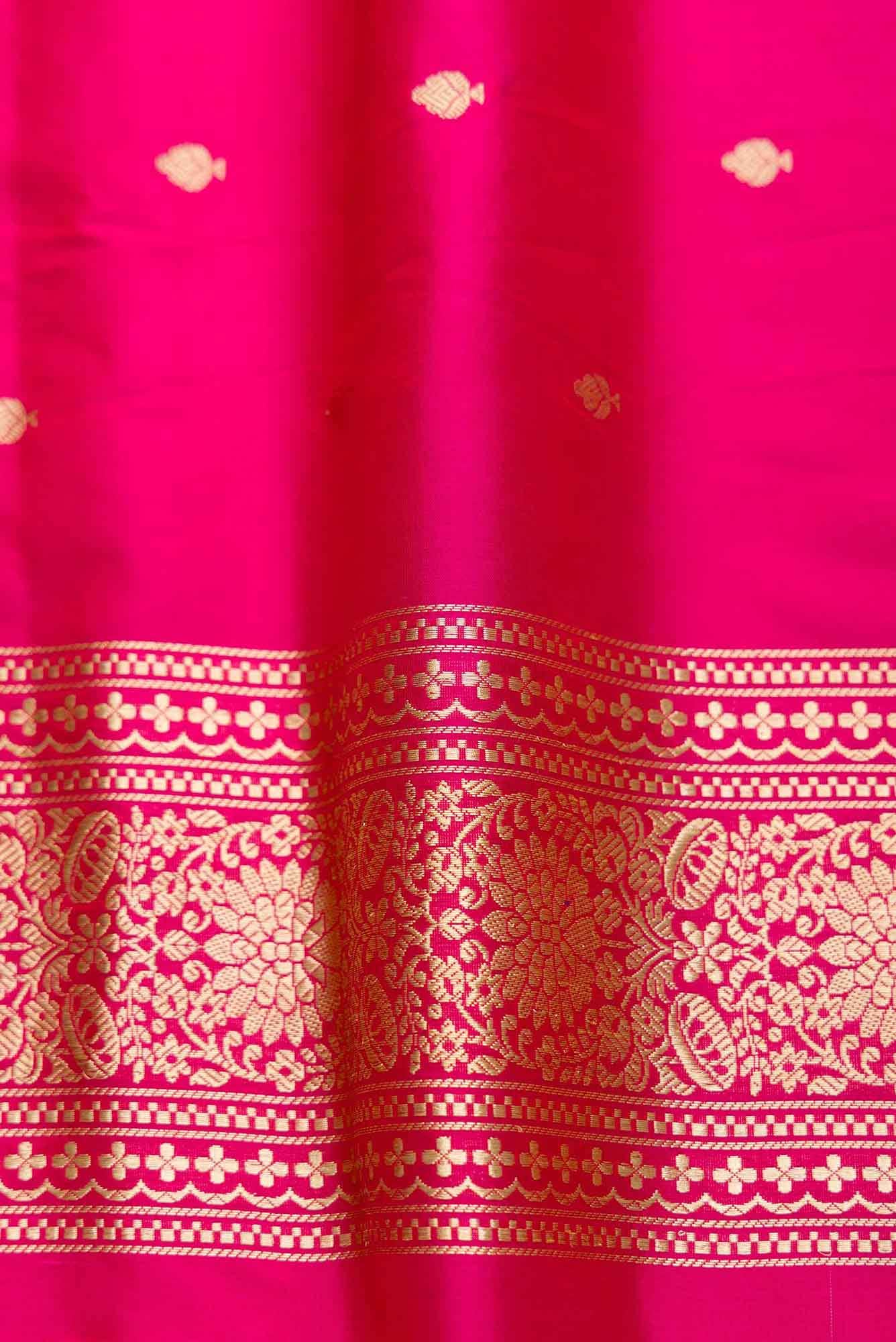 Pure Silk Pure Zari Pink Dual Tone Banarasi Saree
