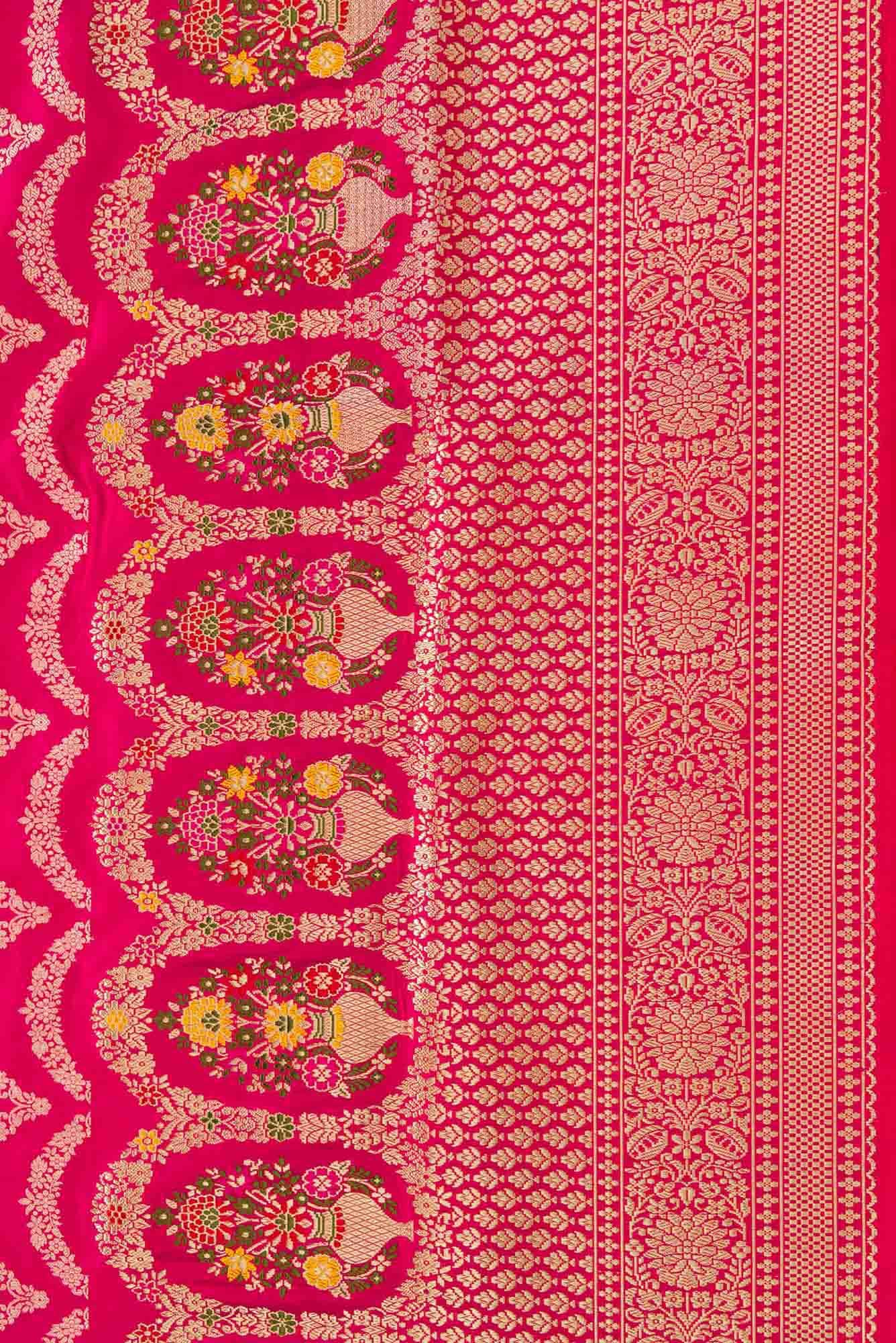 Pure Silk Pure Zari Pink Dual Tone Banarasi Saree
