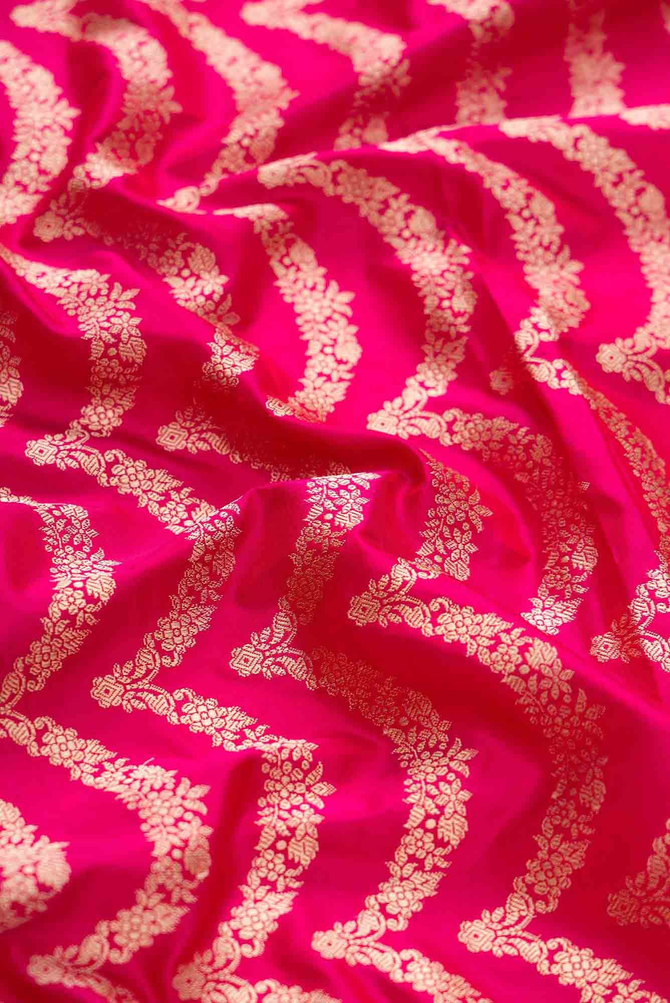 Pure Silk Pure Zari Pink Dual Tone Banarasi Saree