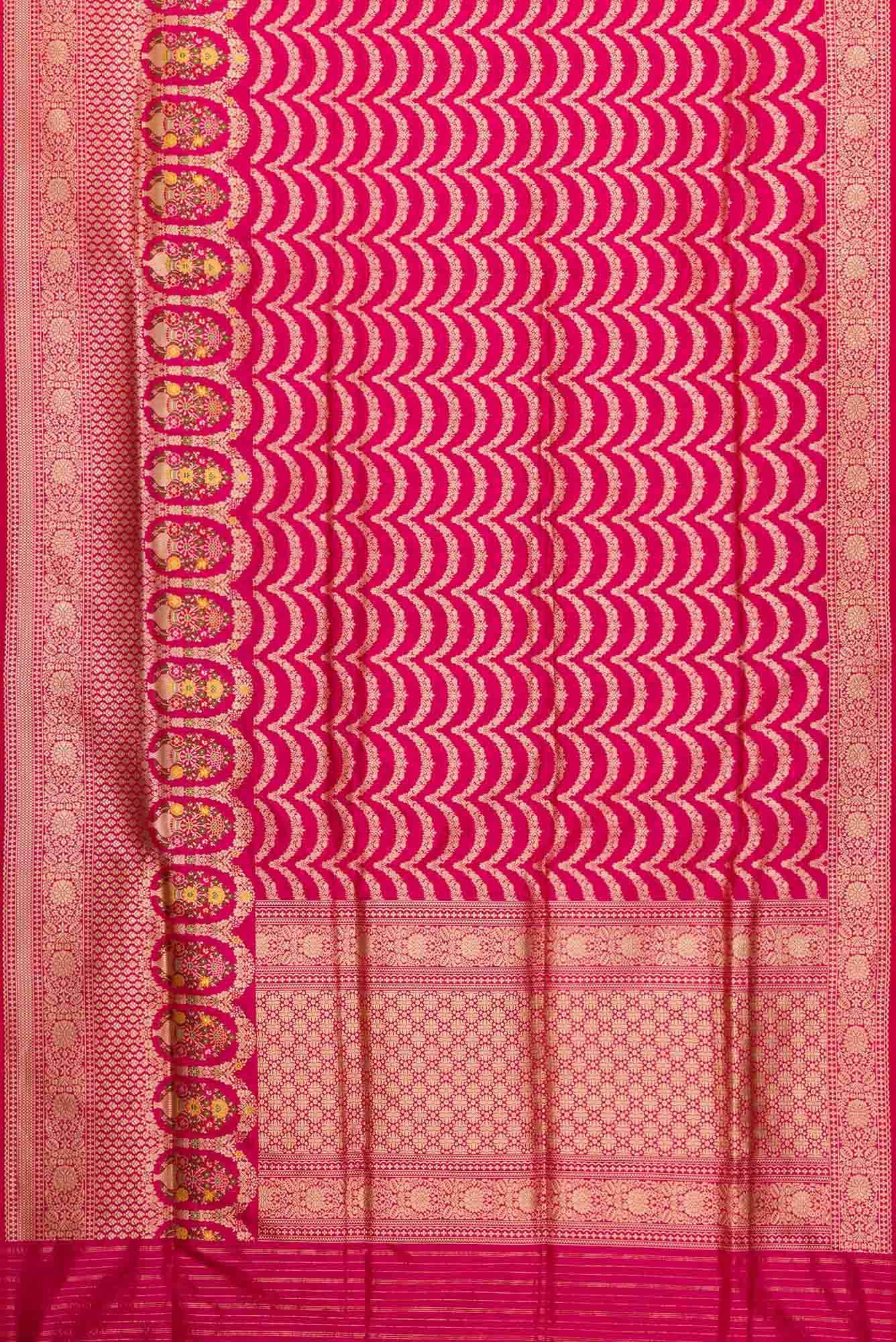 Pure Silk Pure Zari Pink Dual Tone Banarasi Saree