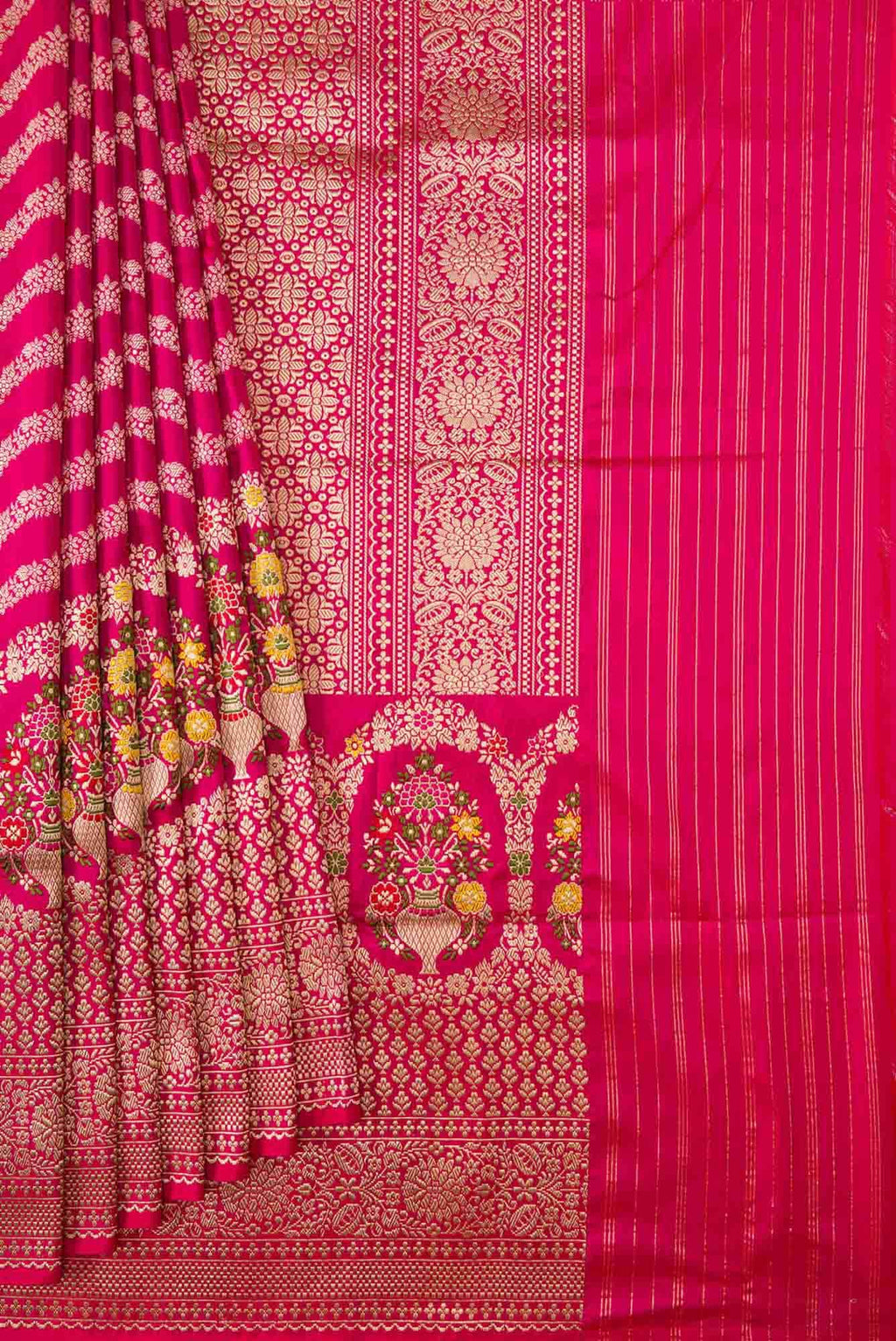 Pure Silk Pure Zari Pink Dual Tone Banarasi Saree