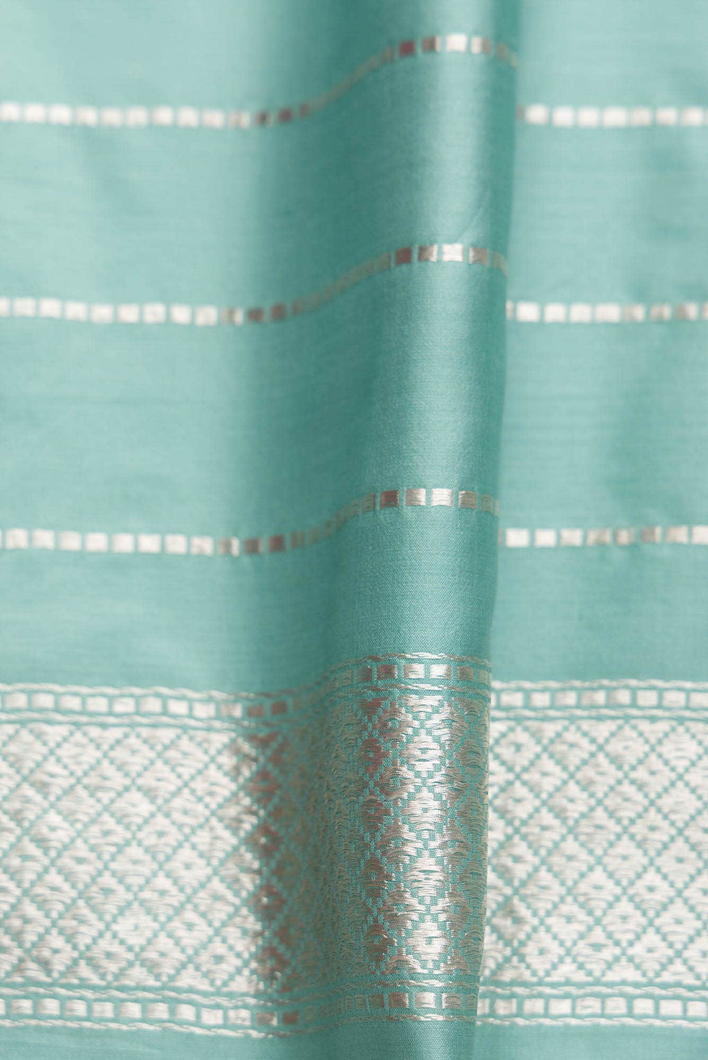 Pure Silk Pure Zari Sky Blue Dual Tone Banarasi Saree