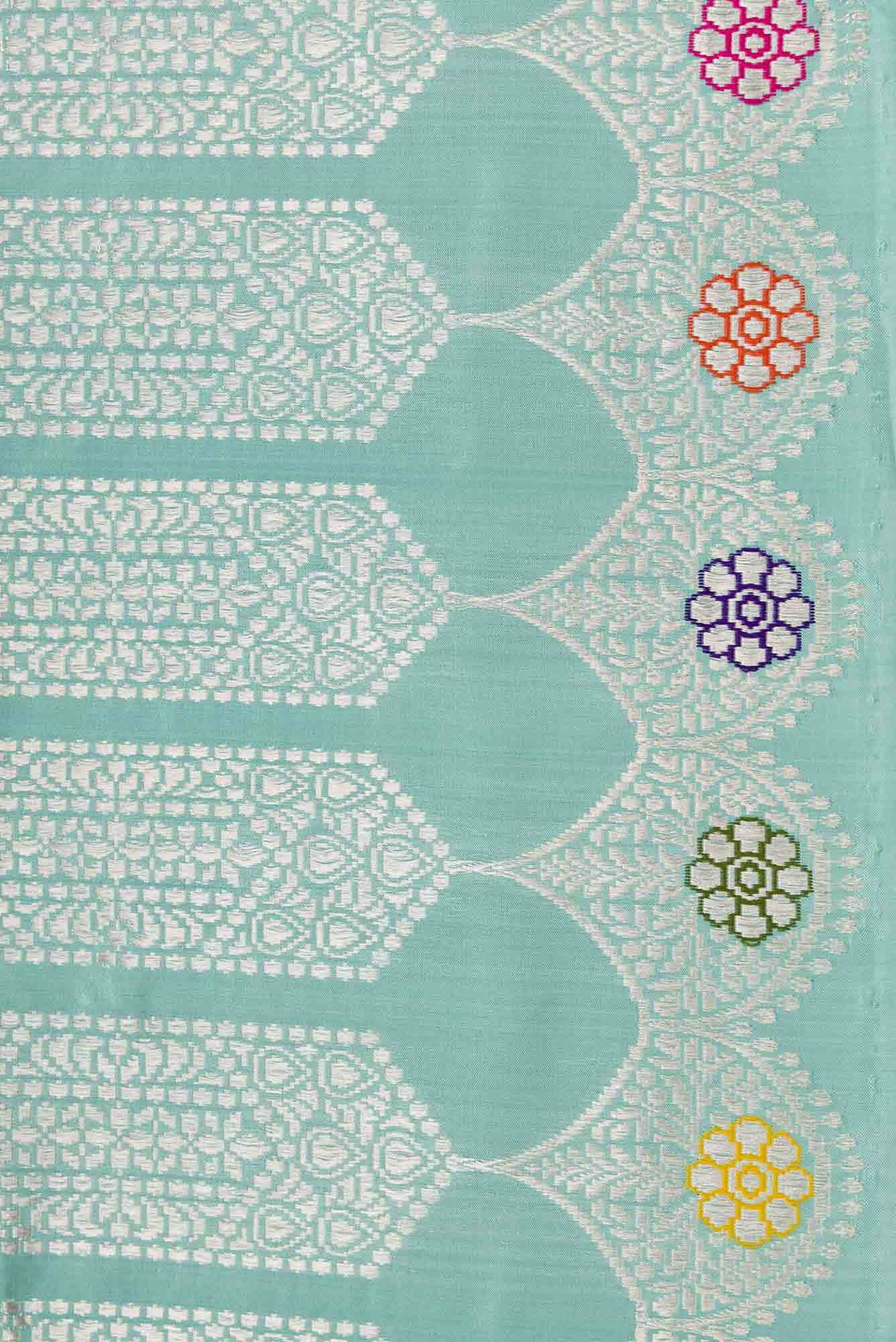 Pure Silk Pure Zari Sky Blue Dual Tone Banarasi Saree