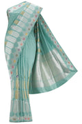 Pure Silk Pure Zari Sky Blue Dual Tone Banarasi Saree