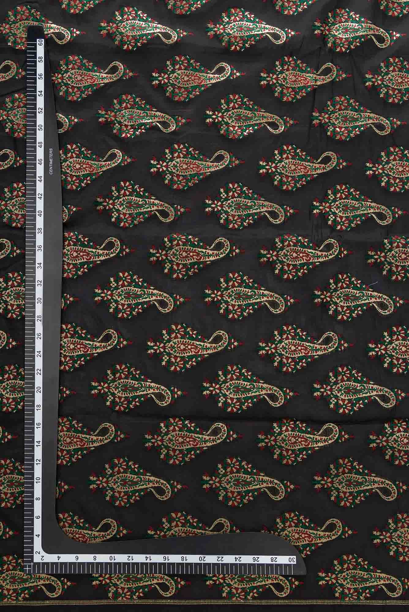Black Banarasi Silk Dress Material