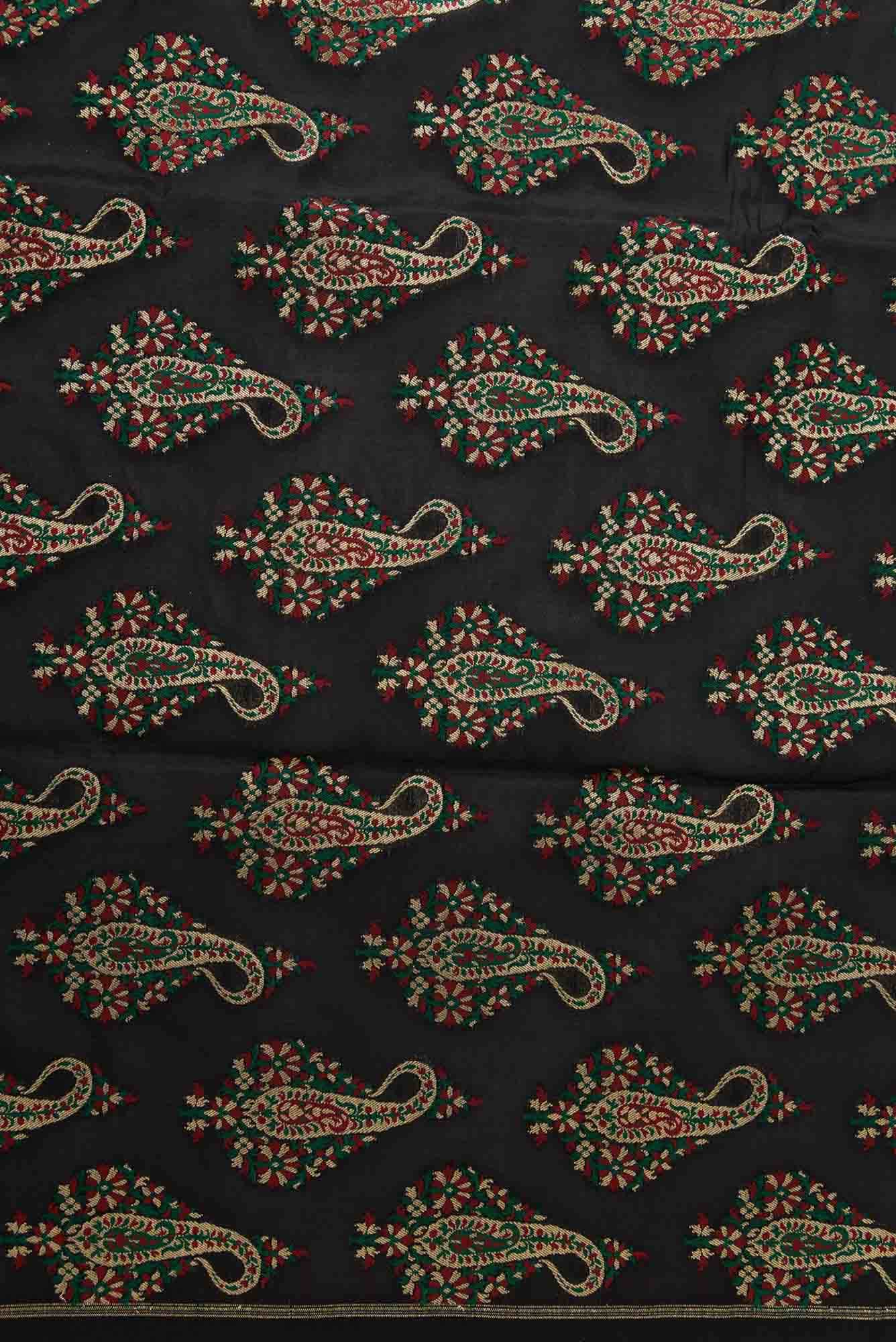 Black Banarasi Silk Dress Material