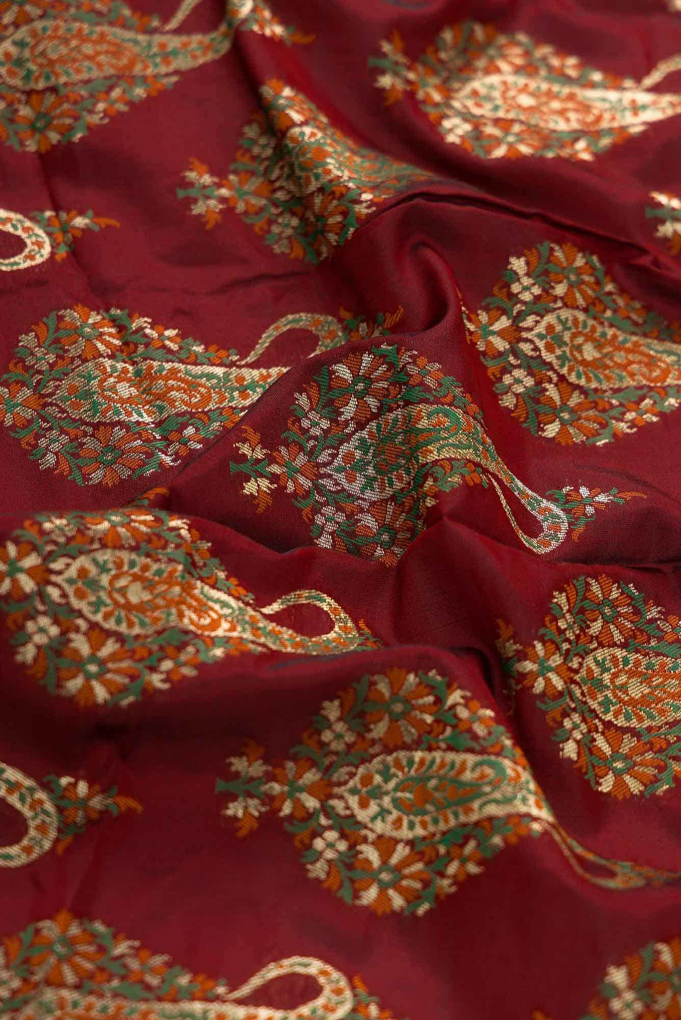 Maroon Banarasi Silk Dress Material