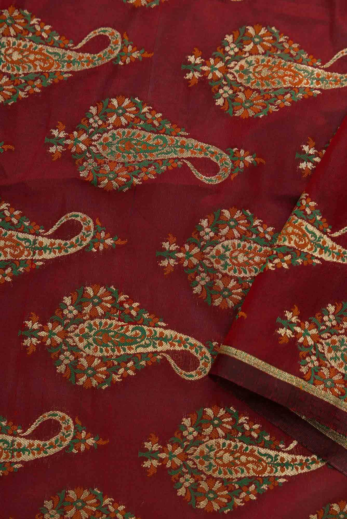 Maroon Banarasi Silk Dress Material