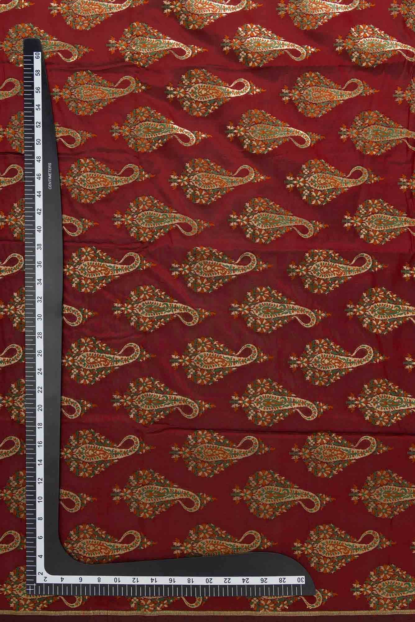 Maroon Banarasi Silk Dress Material