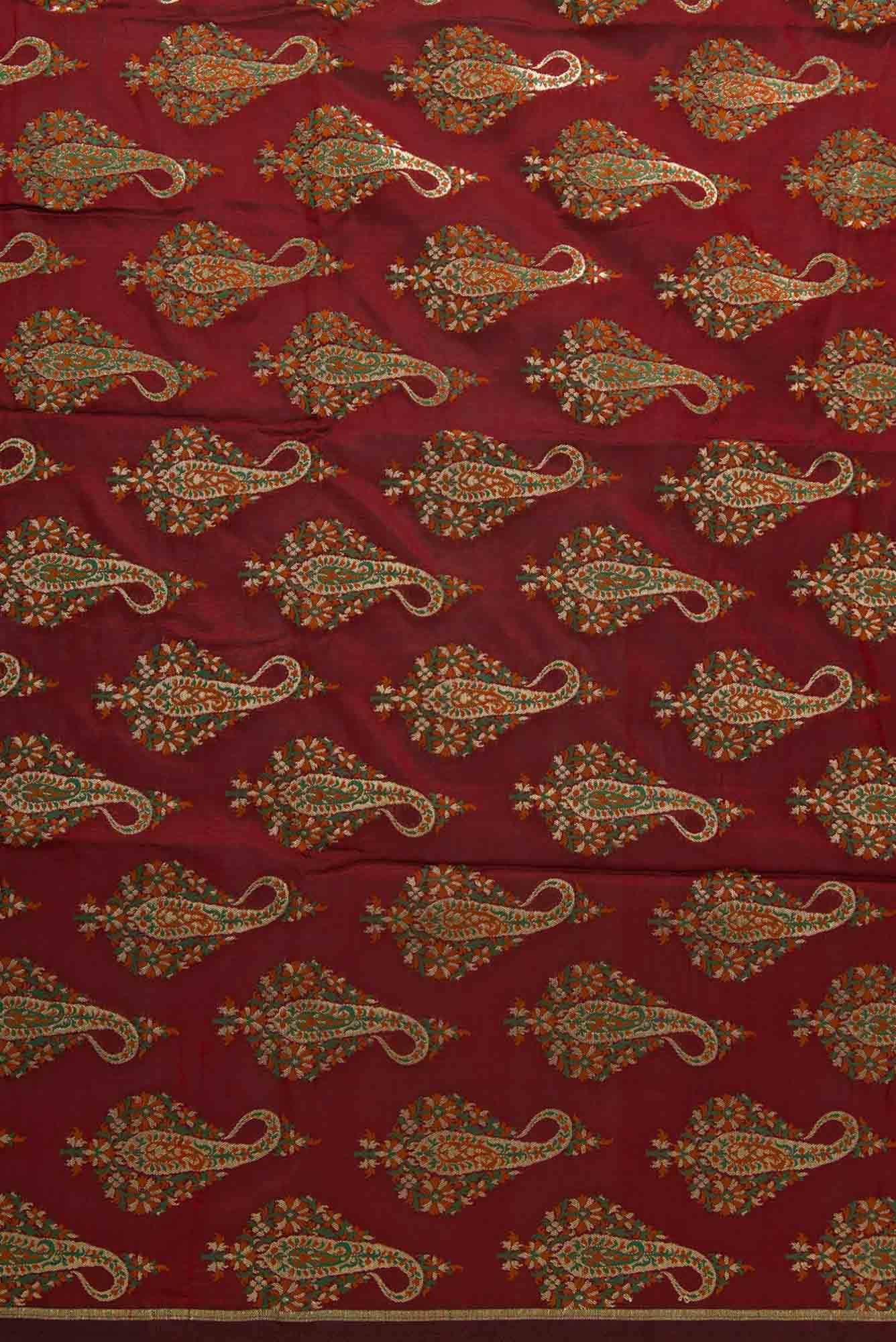 Maroon Banarasi Silk Dress Material