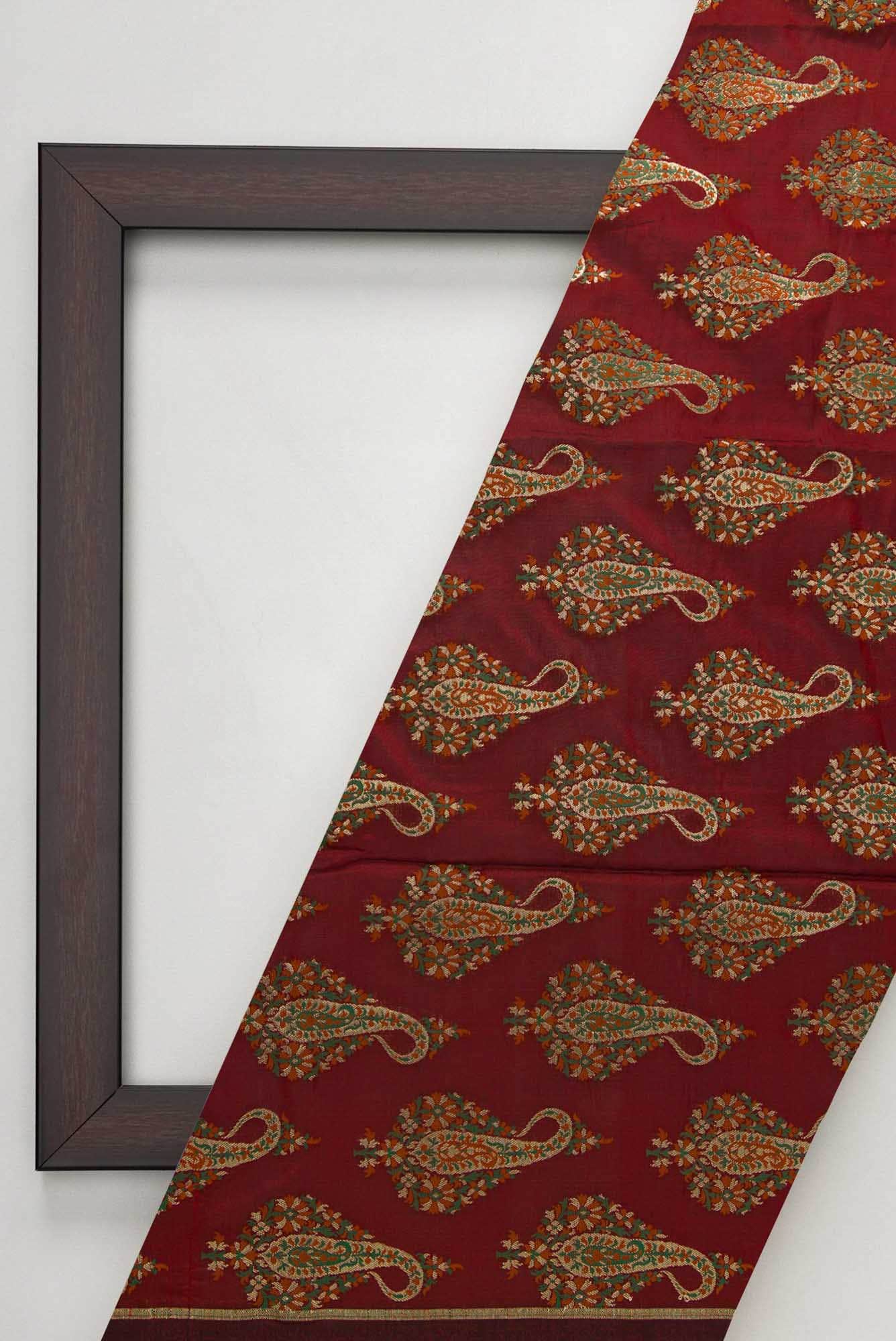 Maroon Banarasi Silk Dress Material