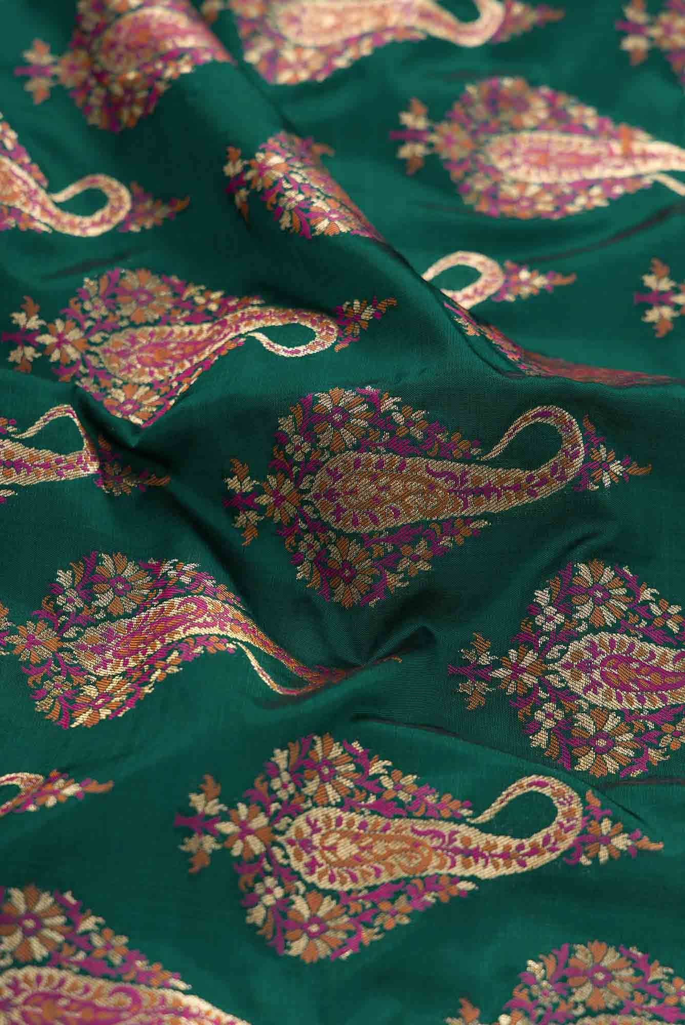 Green Banarasi Silk Dress Material