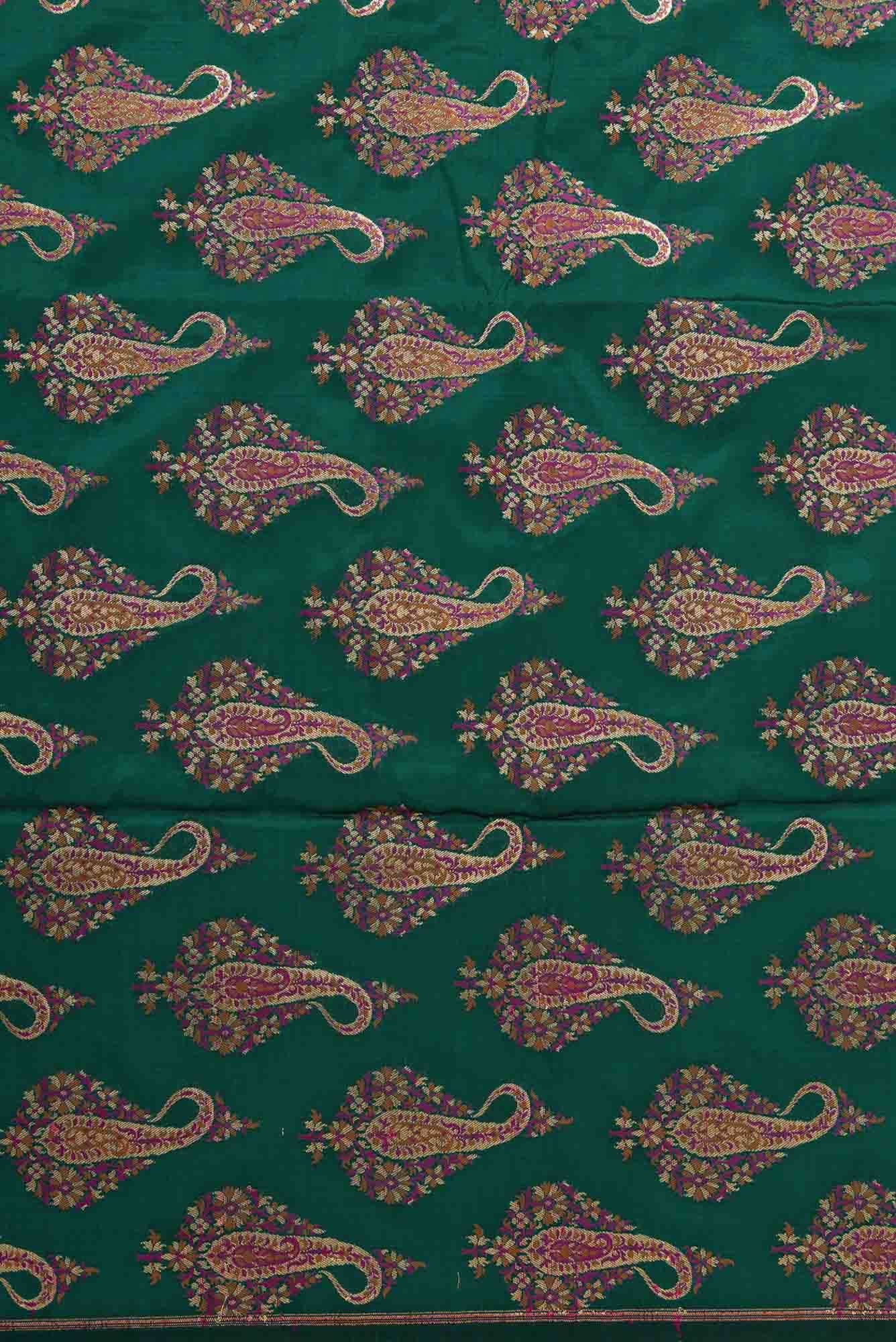 Green Banarasi Silk Dress Material