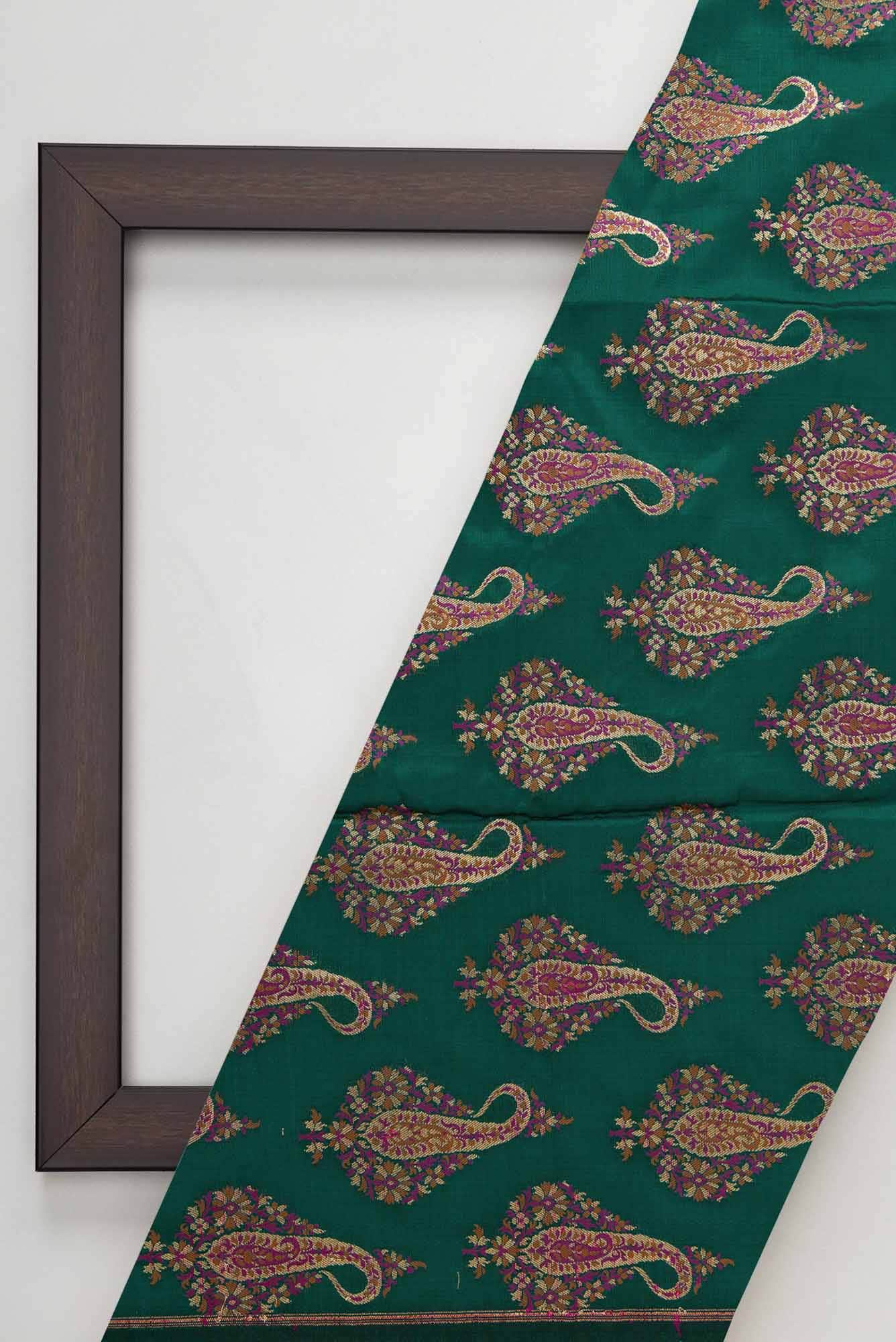 Green Banarasi Silk Dress Material