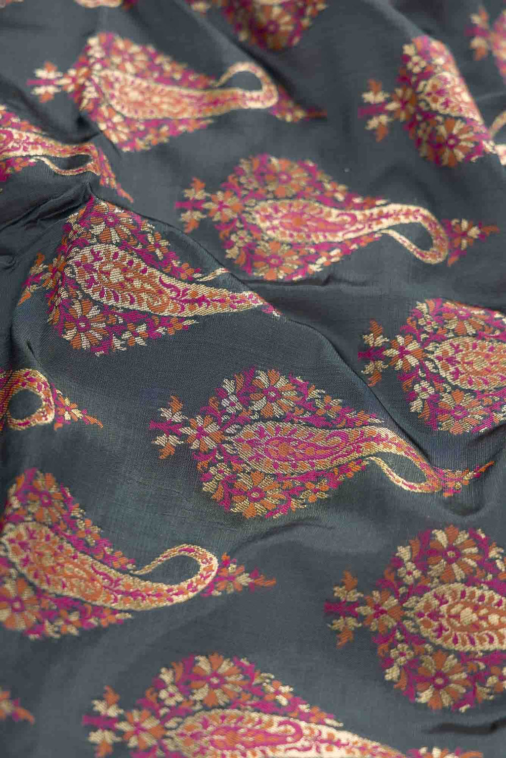 Grey Banarasi Silk Dress Material