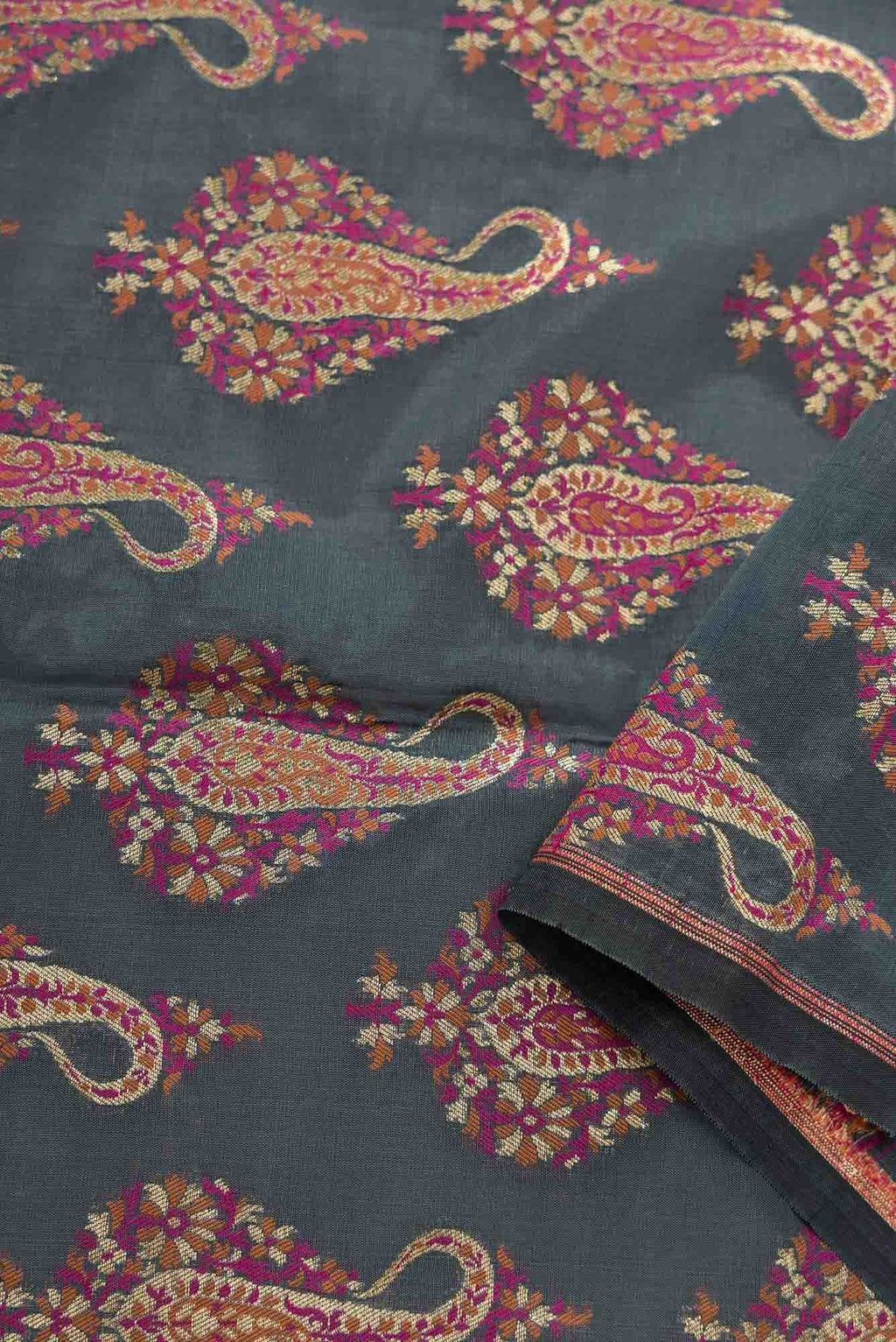 Grey Banarasi Silk Dress Material