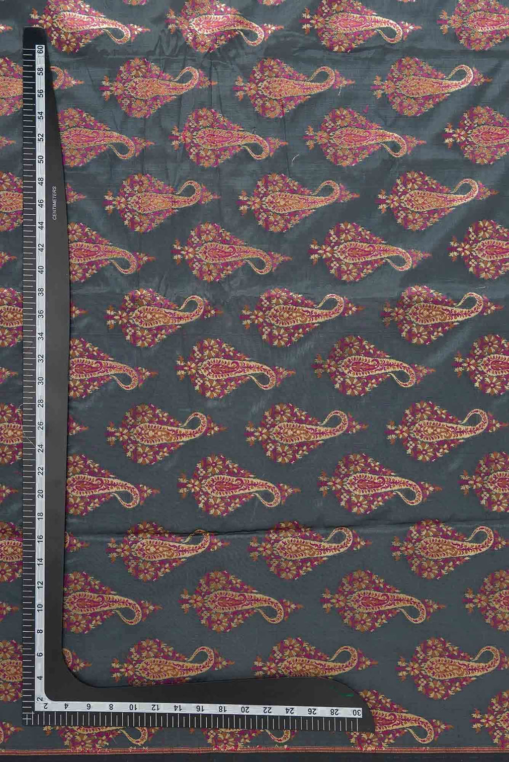 Grey Banarasi Silk Dress Material