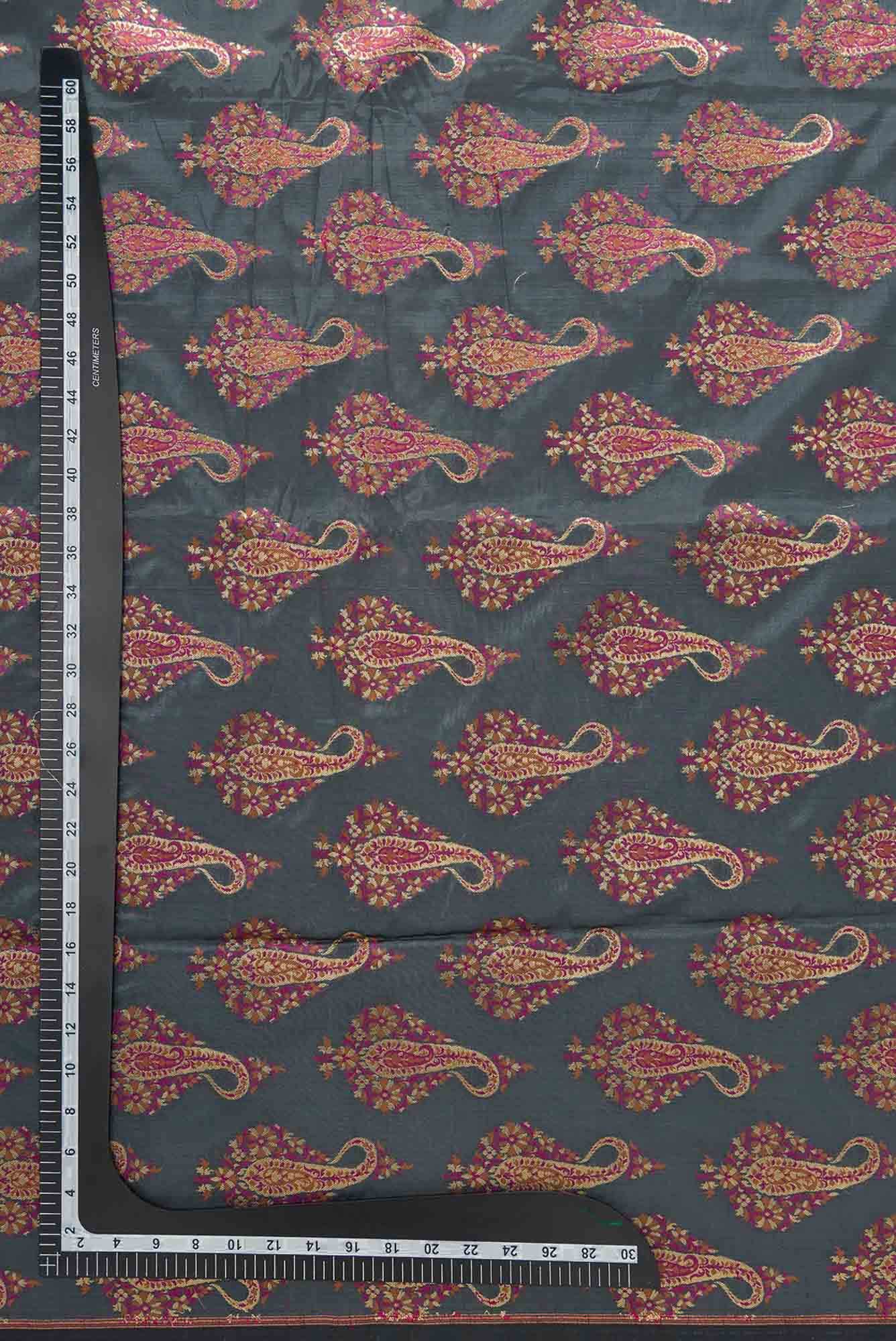 Grey Banarasi Silk Dress Material