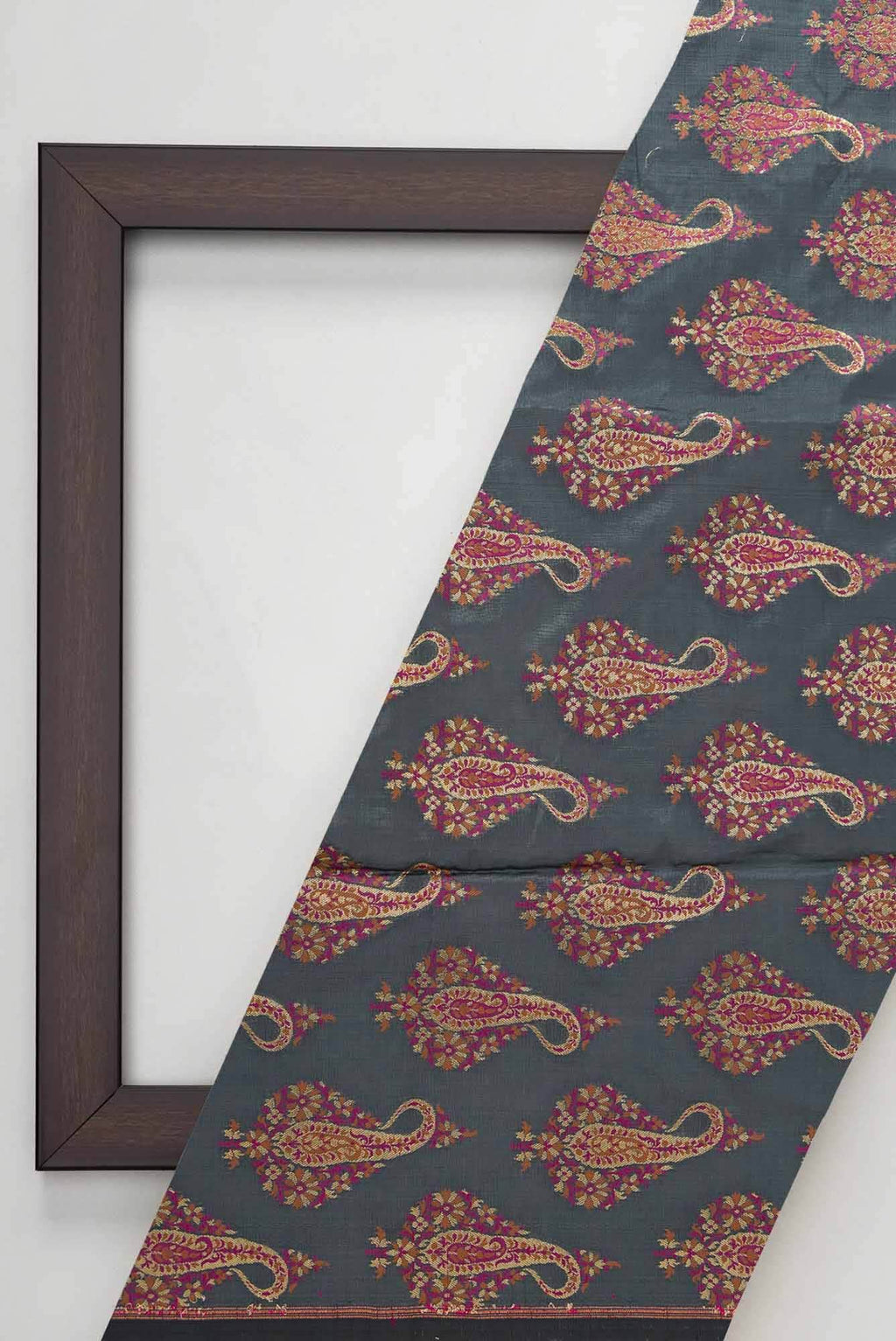 Grey Banarasi Silk Dress Material