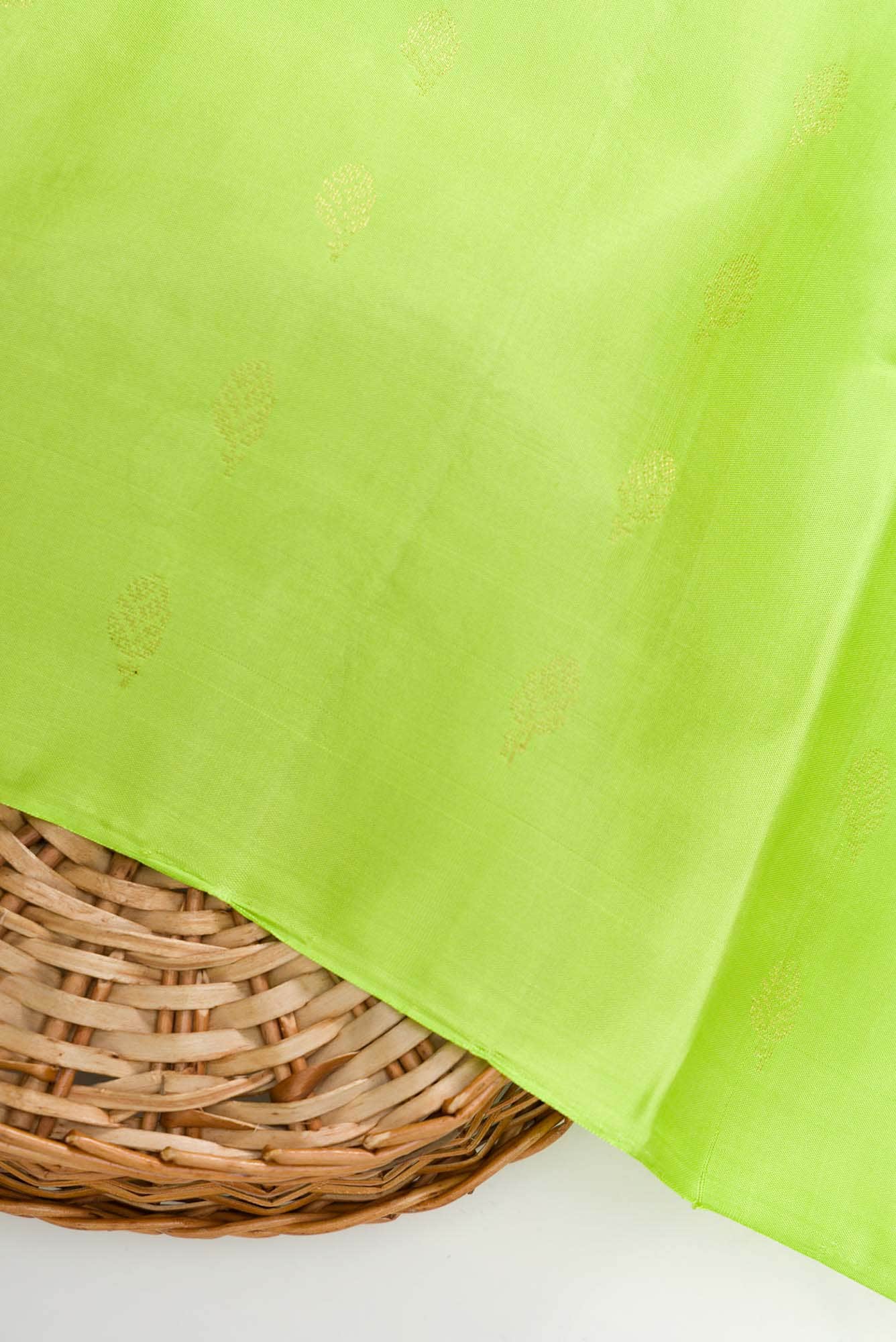 Parrot Green Kanchipuram Silk Dress Material
