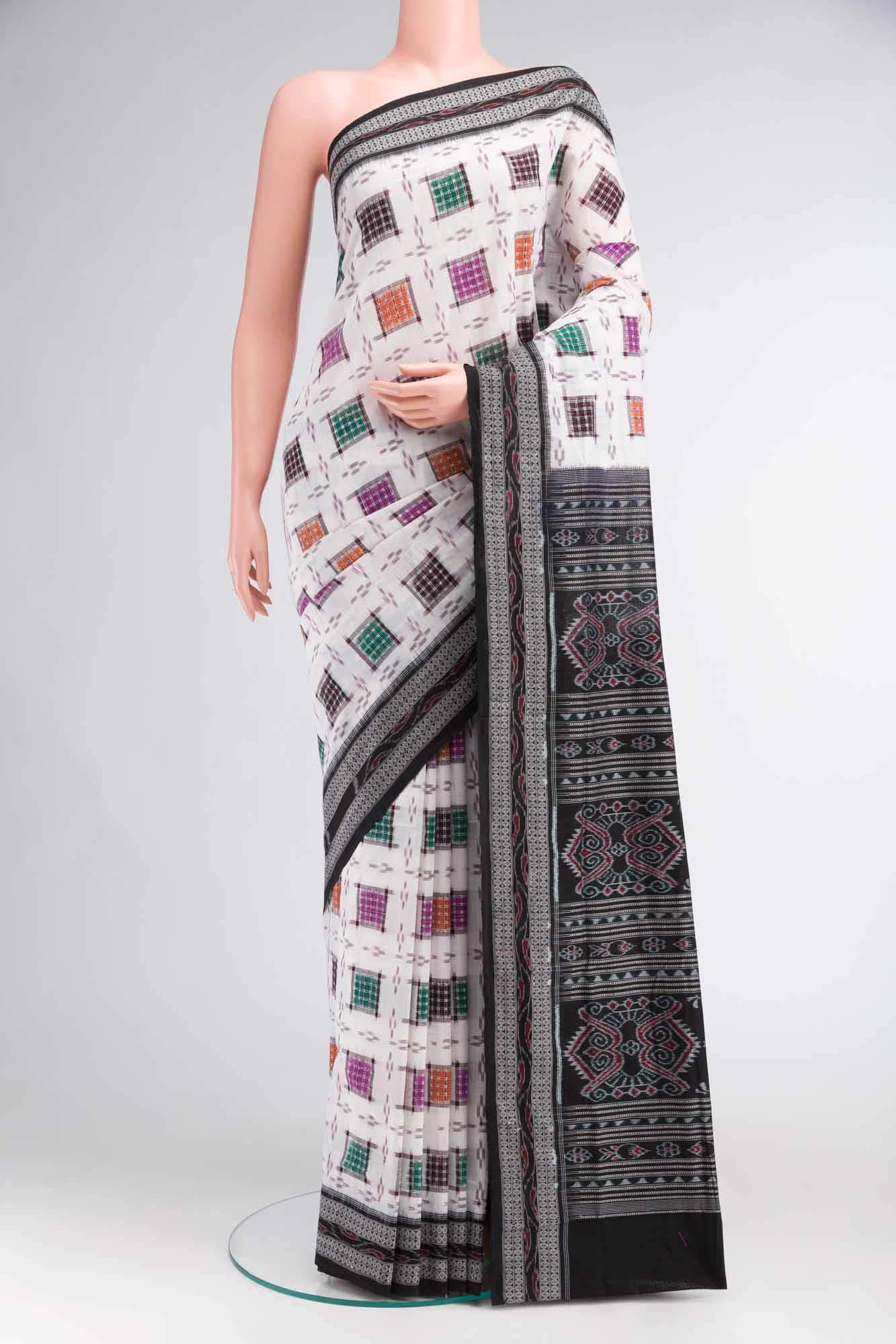 White Orissa Cotton Saree