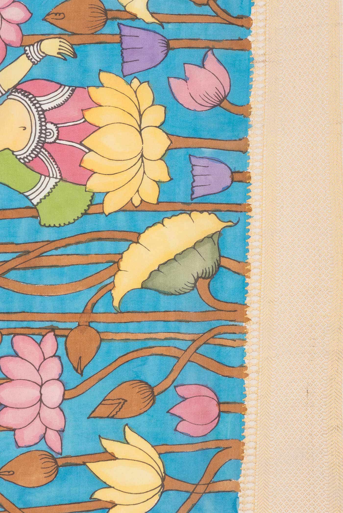 Sky Blue Dual Tone Mangalagiri Cotton Saree