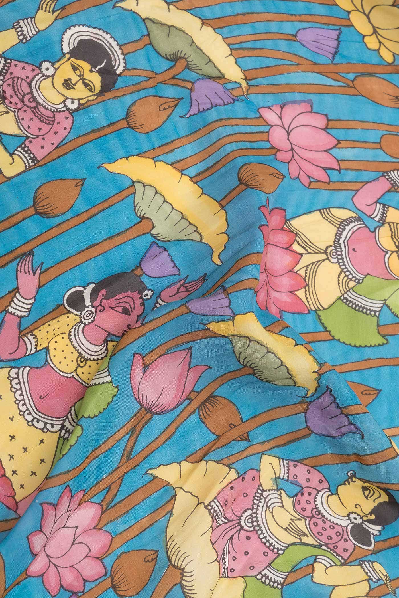 Sky Blue Dual Tone Mangalagiri Cotton Saree