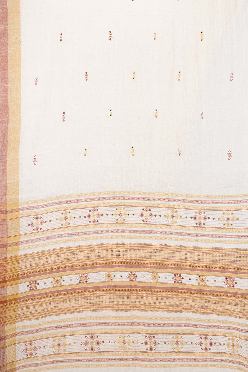 Off White Dual Tone Linen Cotton Saree