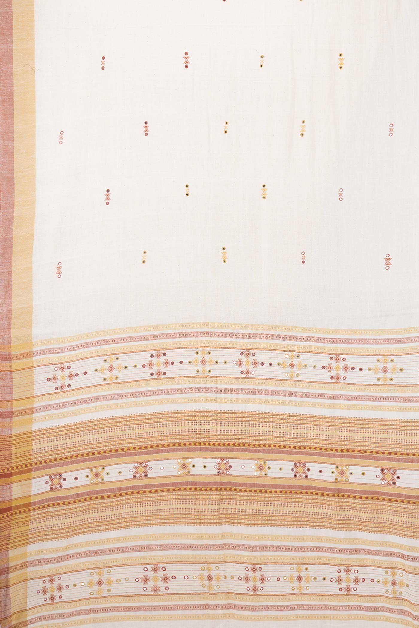 Off White Dual Tone Linen Cotton Saree