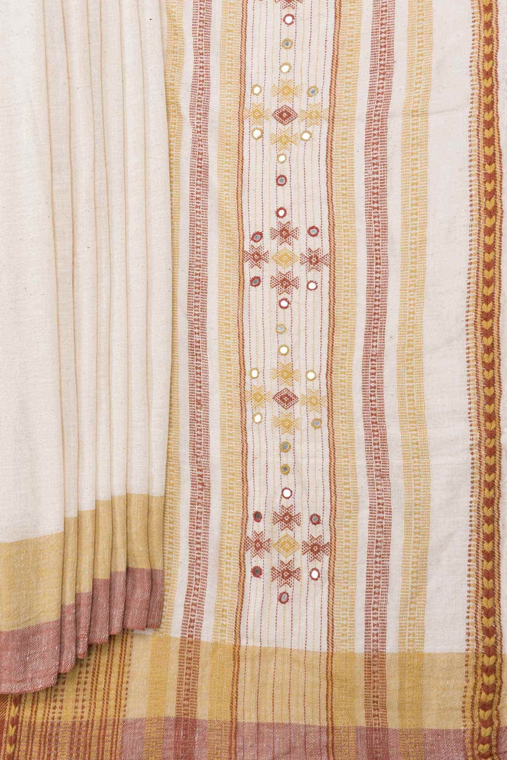 Off White Dual Tone Linen Cotton Saree
