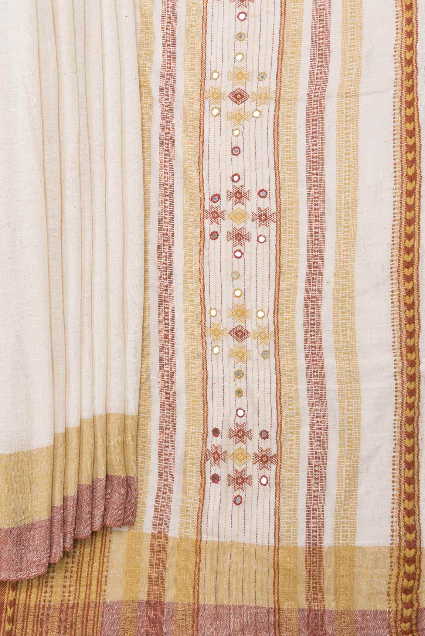 Off White Dual Tone Linen Cotton Saree